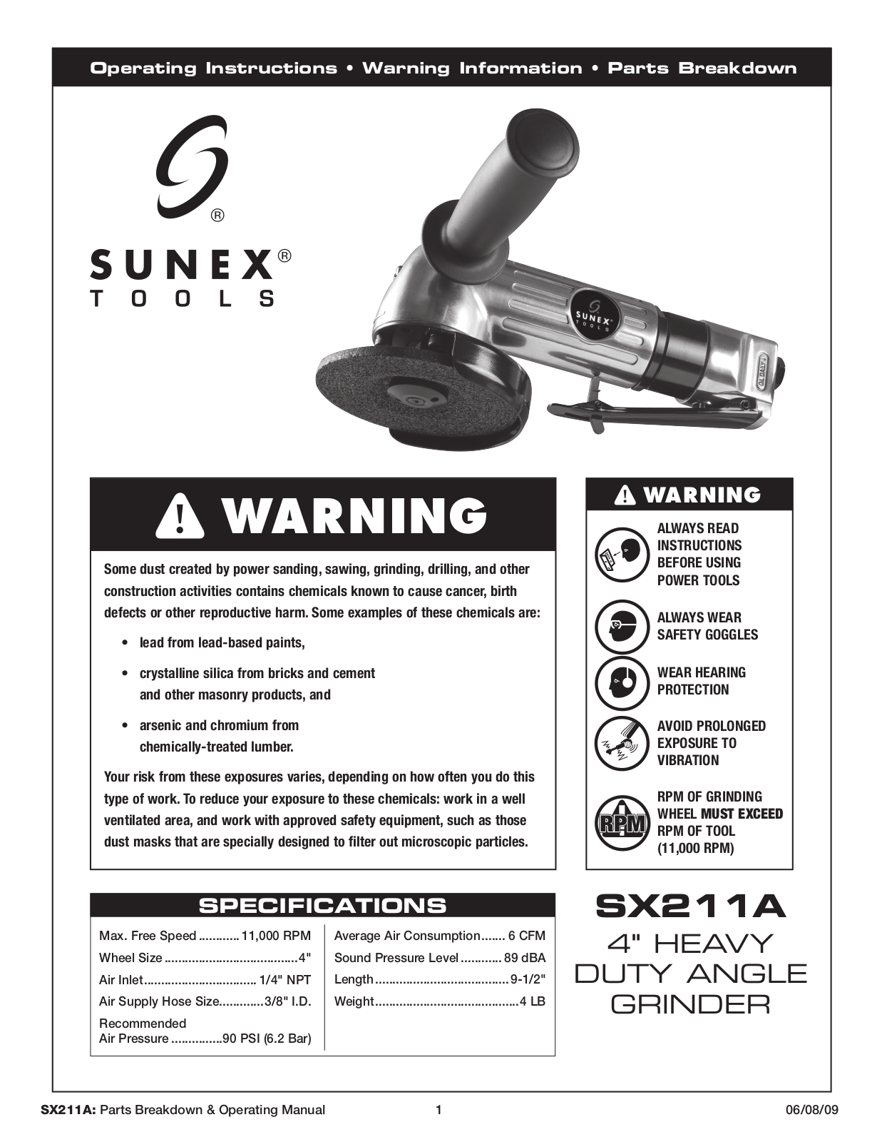 Sunex Tools SX211A User Manual