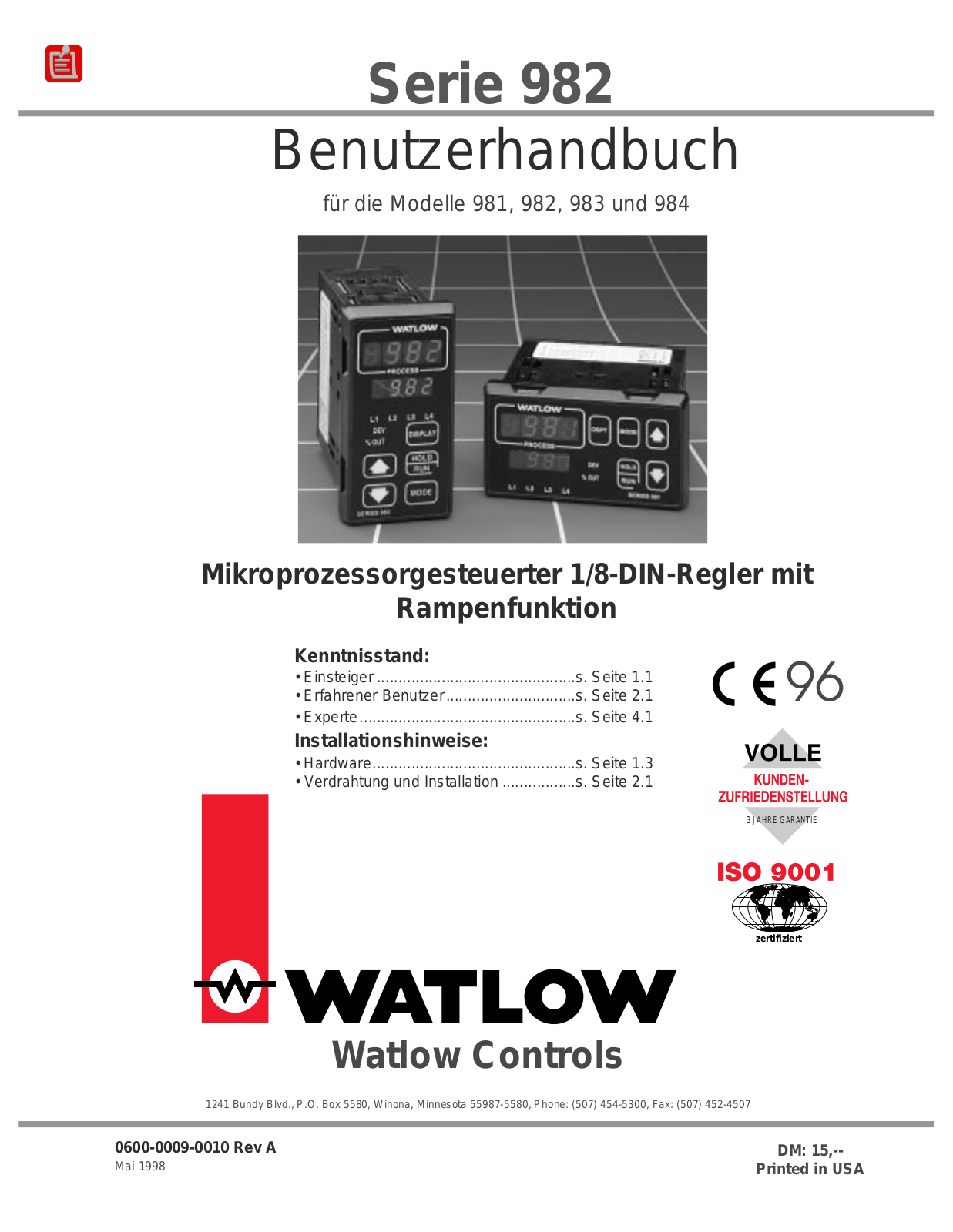 Watlow 984 User Manual