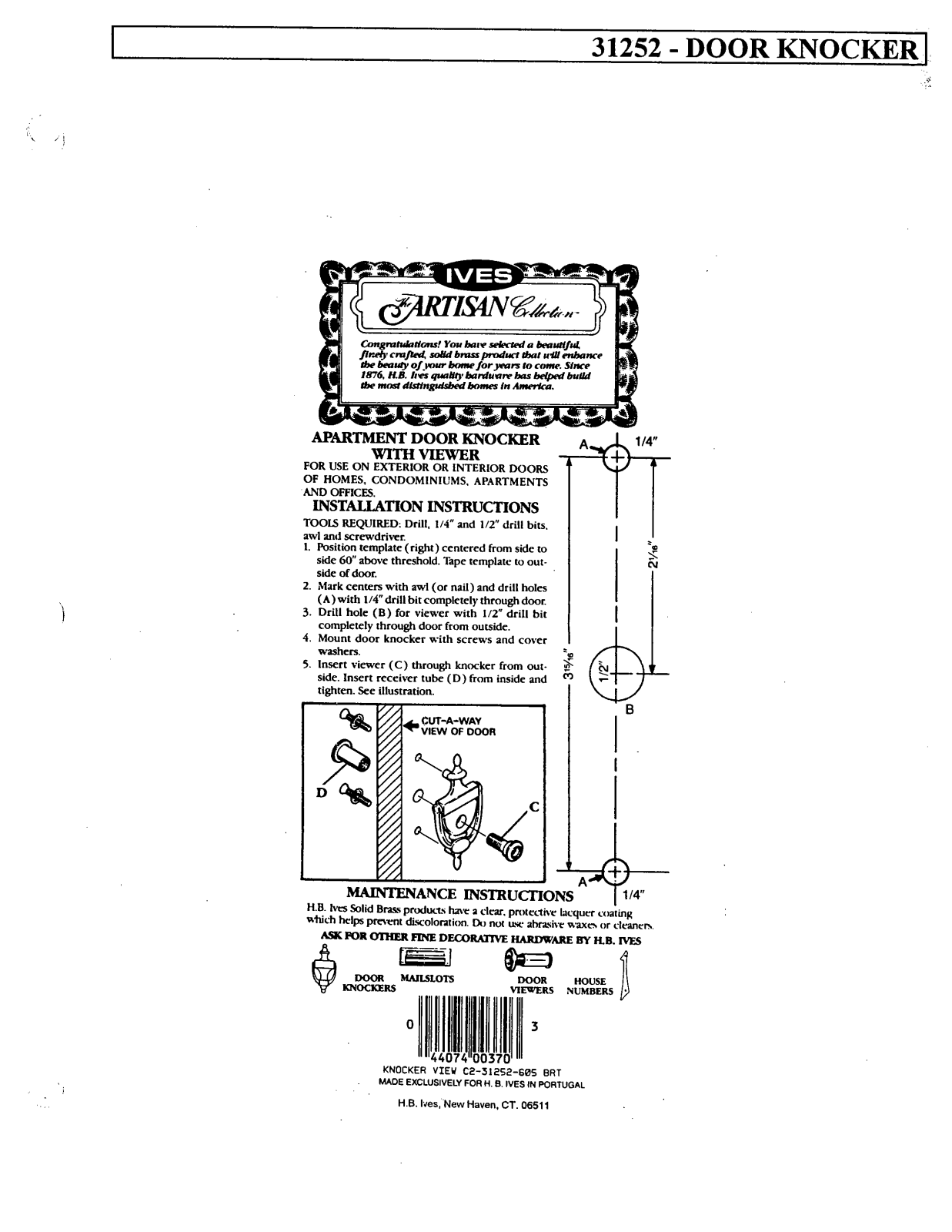 Ives 31252 User Manual