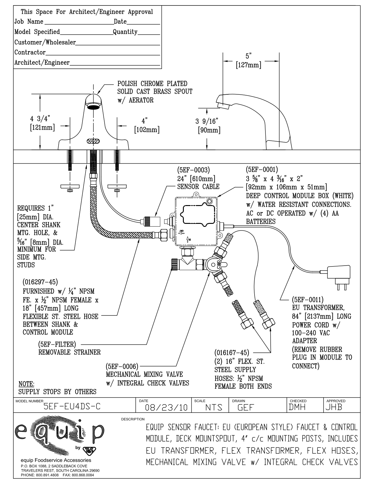 T&S Brass 5EF-EU4DS-C User Manual