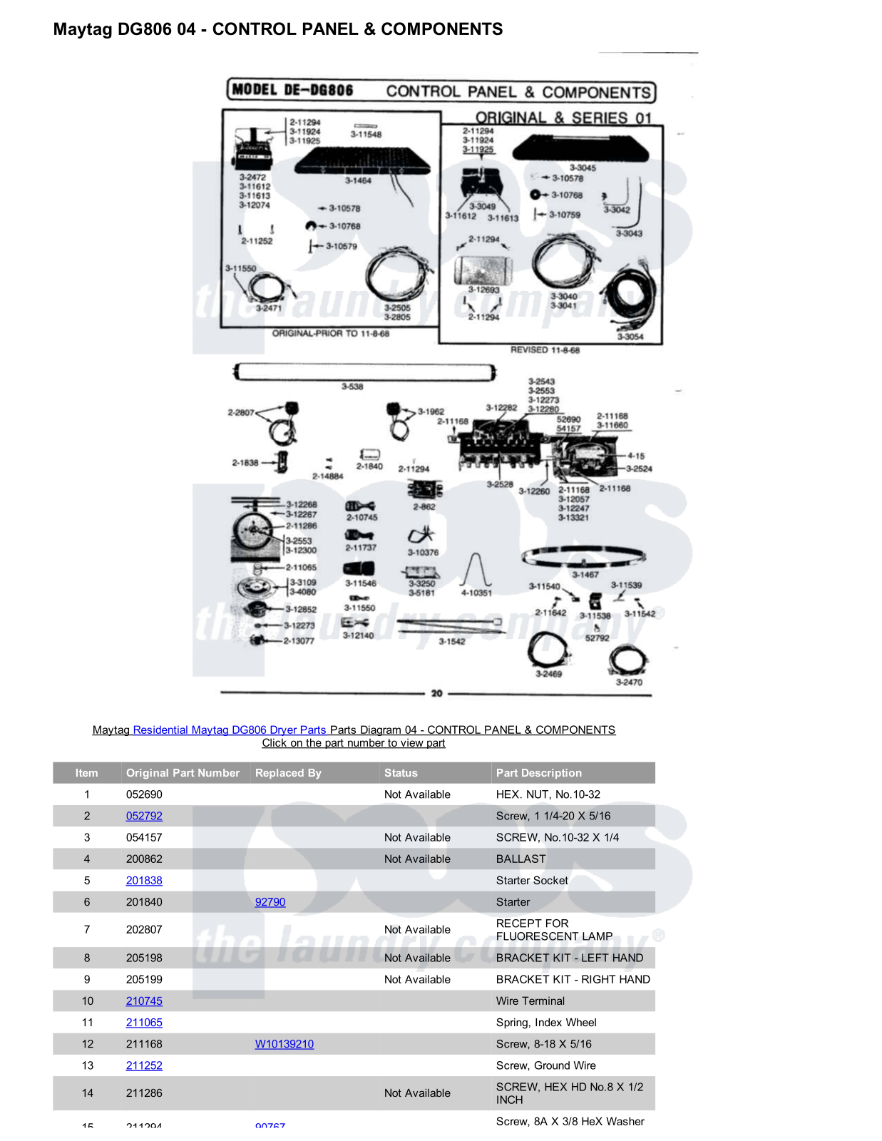 Maytag DG806 Parts Diagram