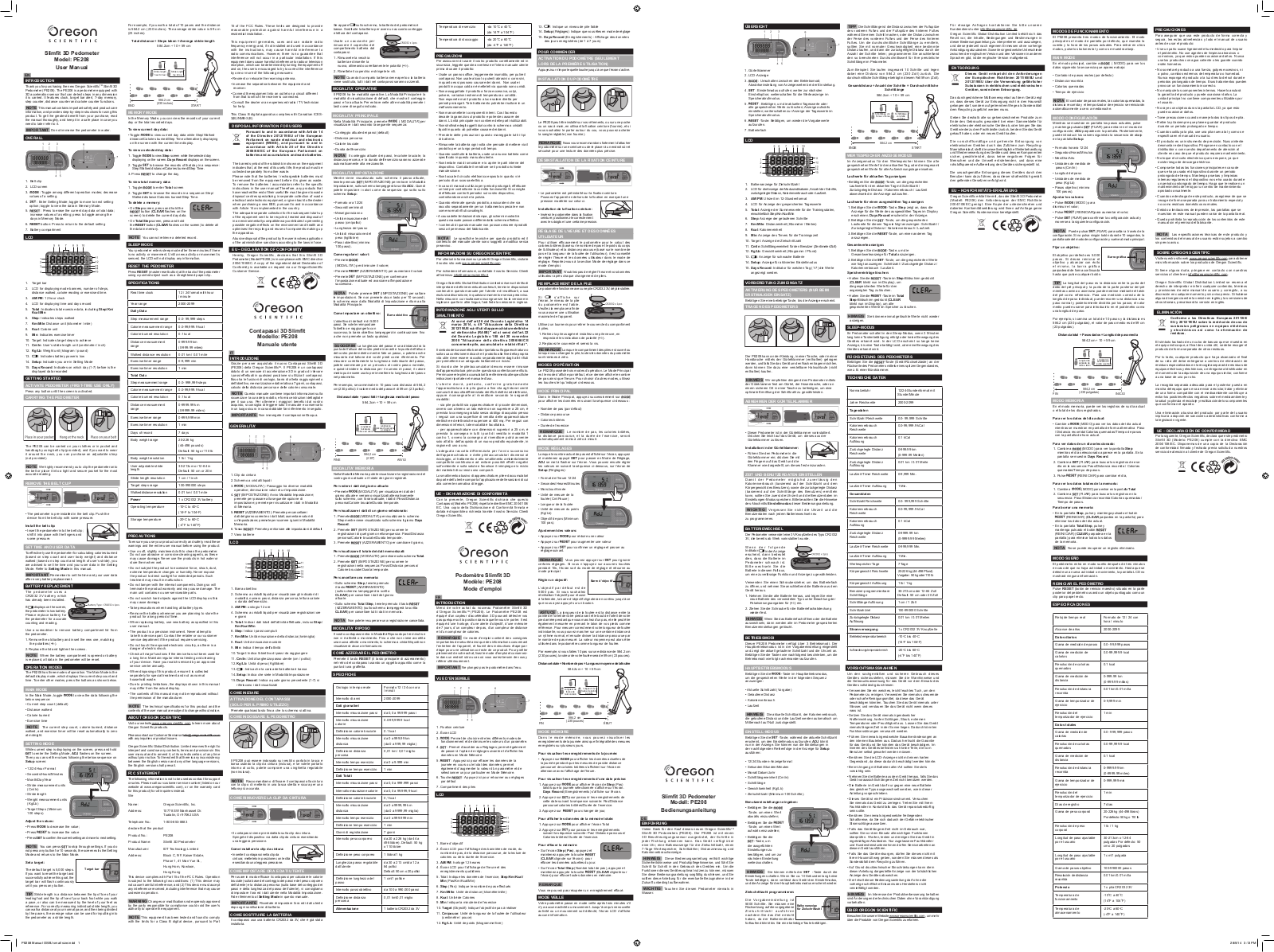 Oregon Scientific PE 208 User guide