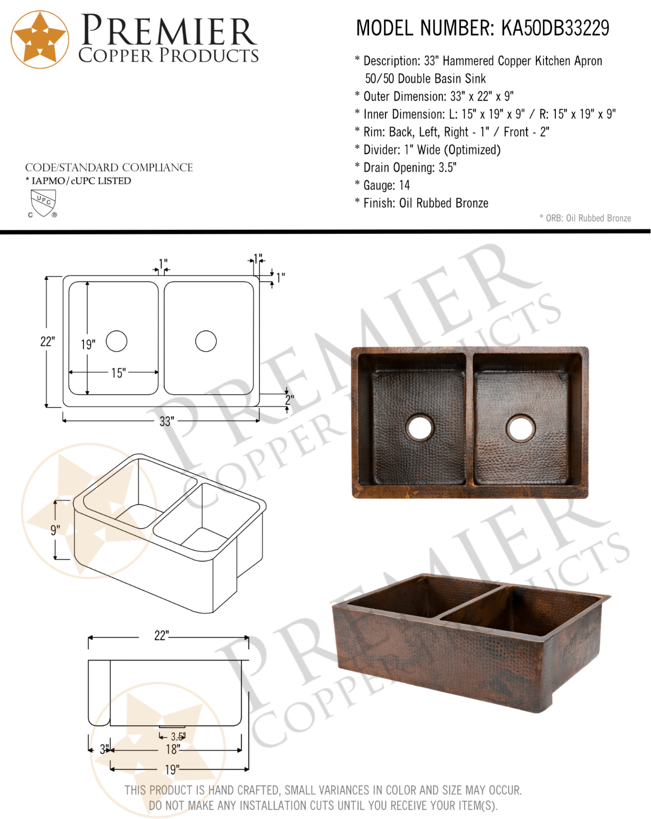 Premier Copper Products IER1052 Specifications - ManualMachine.com