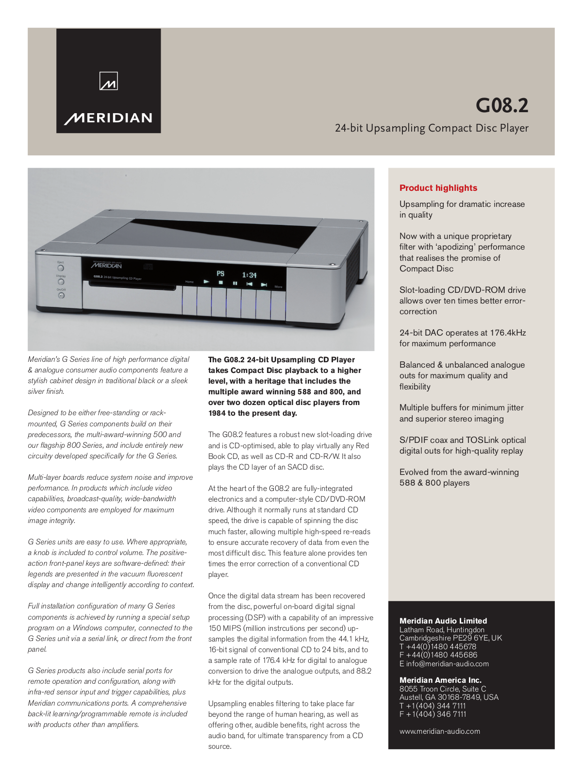 Meridian America G08.2 User Manual