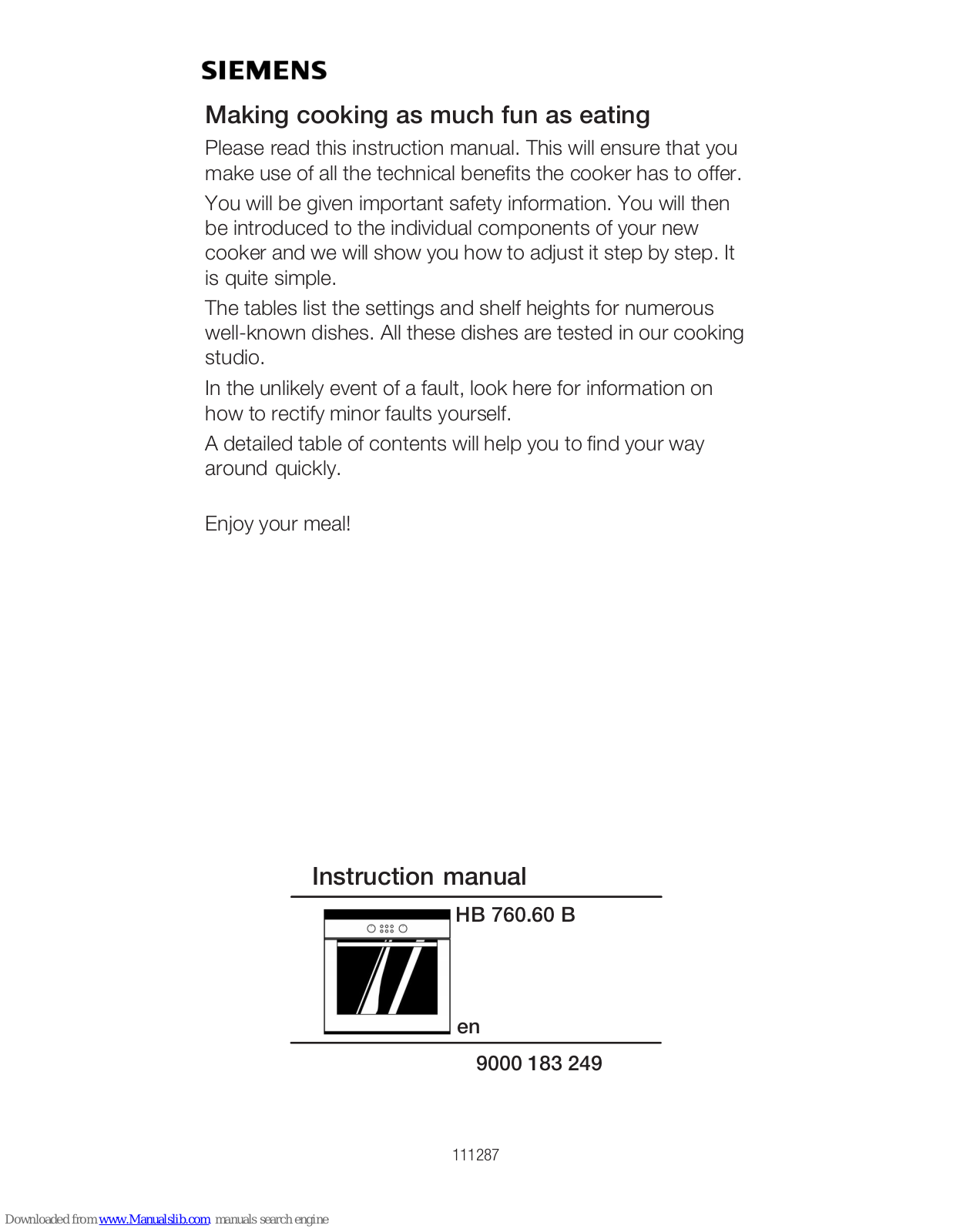 Siemens HB 760.60 B Instruction Manual