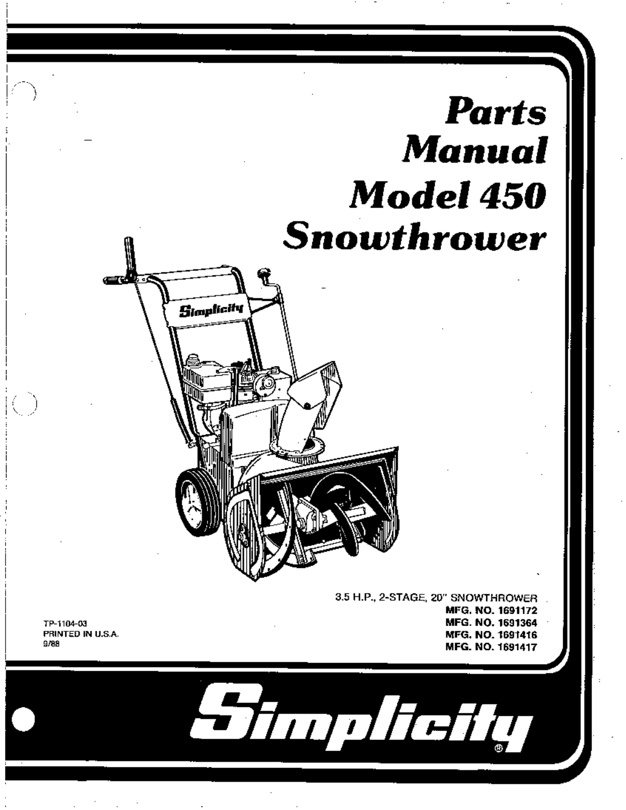 Simplicity 1691364, 1691172 User Manual