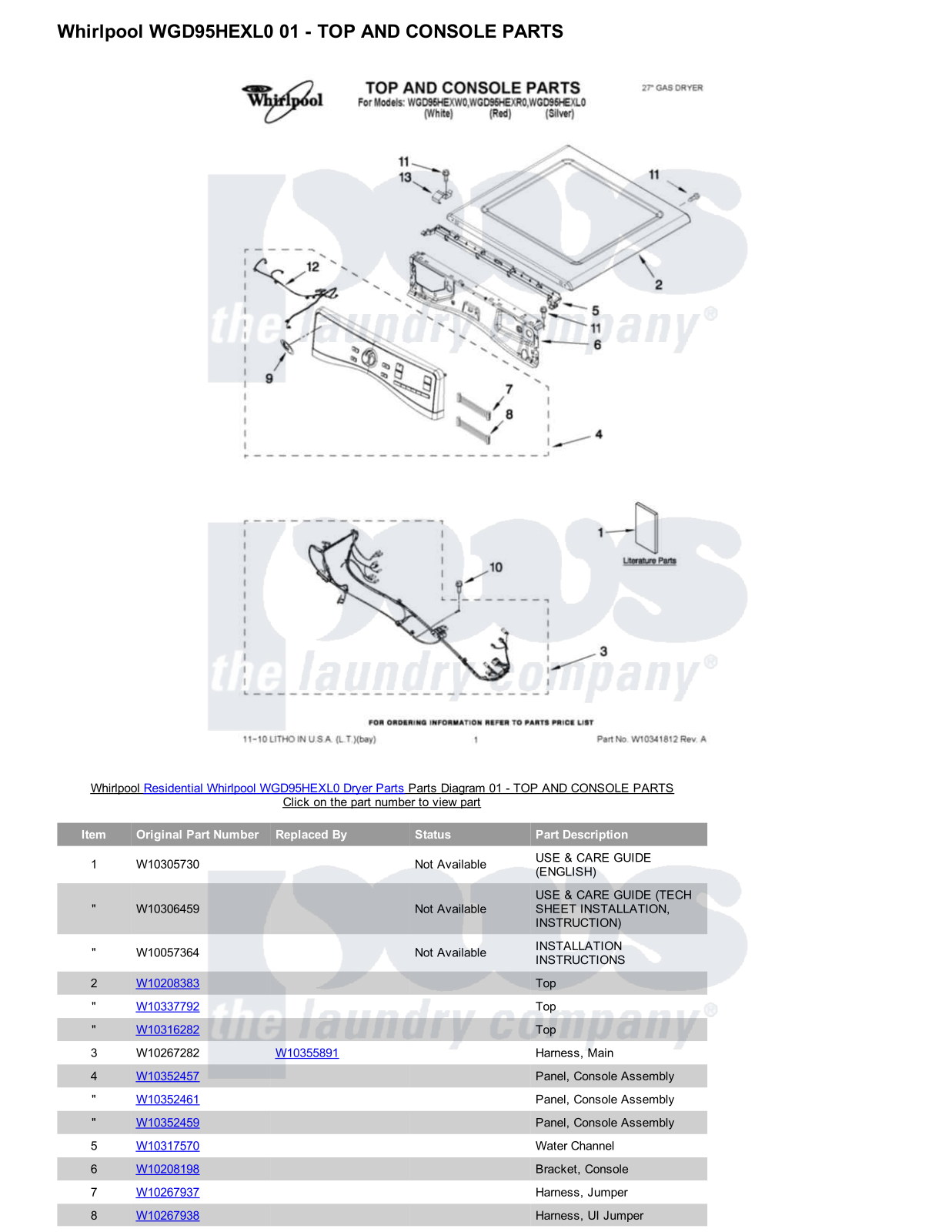 Whirlpool WGD95HEXL0 Parts Diagram