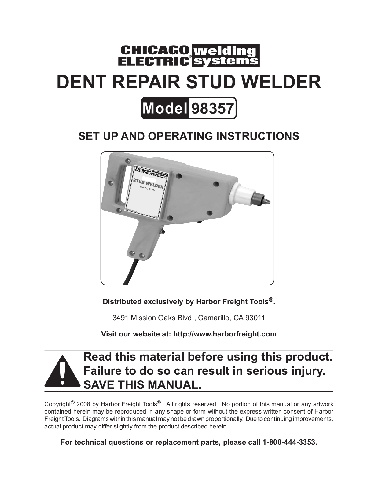 Harbor Freight Tools 98357 User Manual