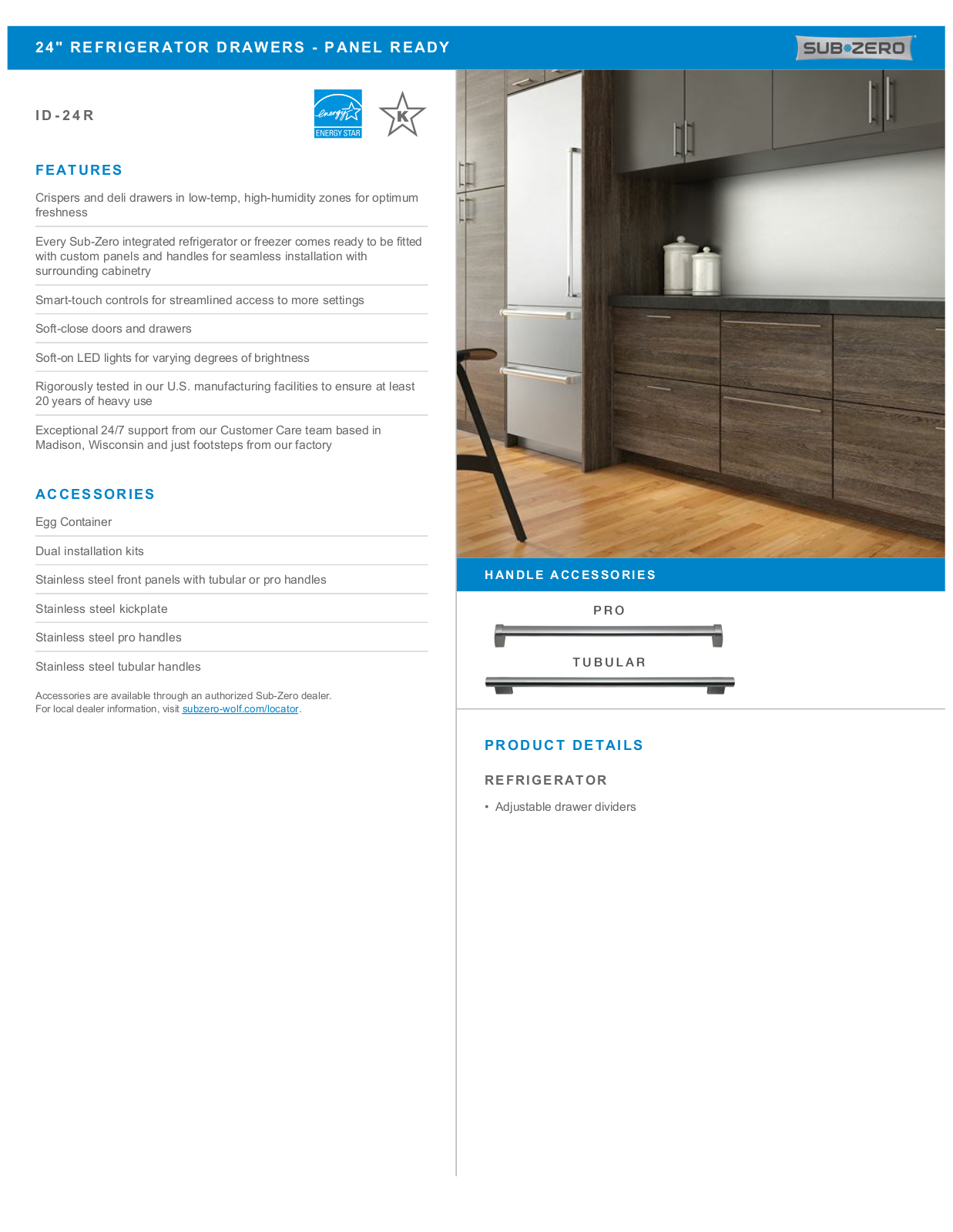 Sub-Zero ID24R Specification Sheet