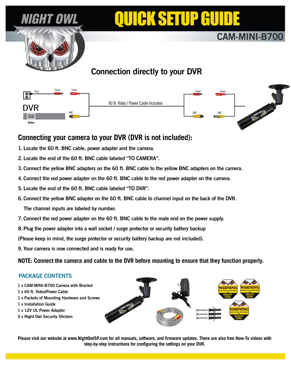 Night Owl Optics CAM-MINI-B700 User Manual