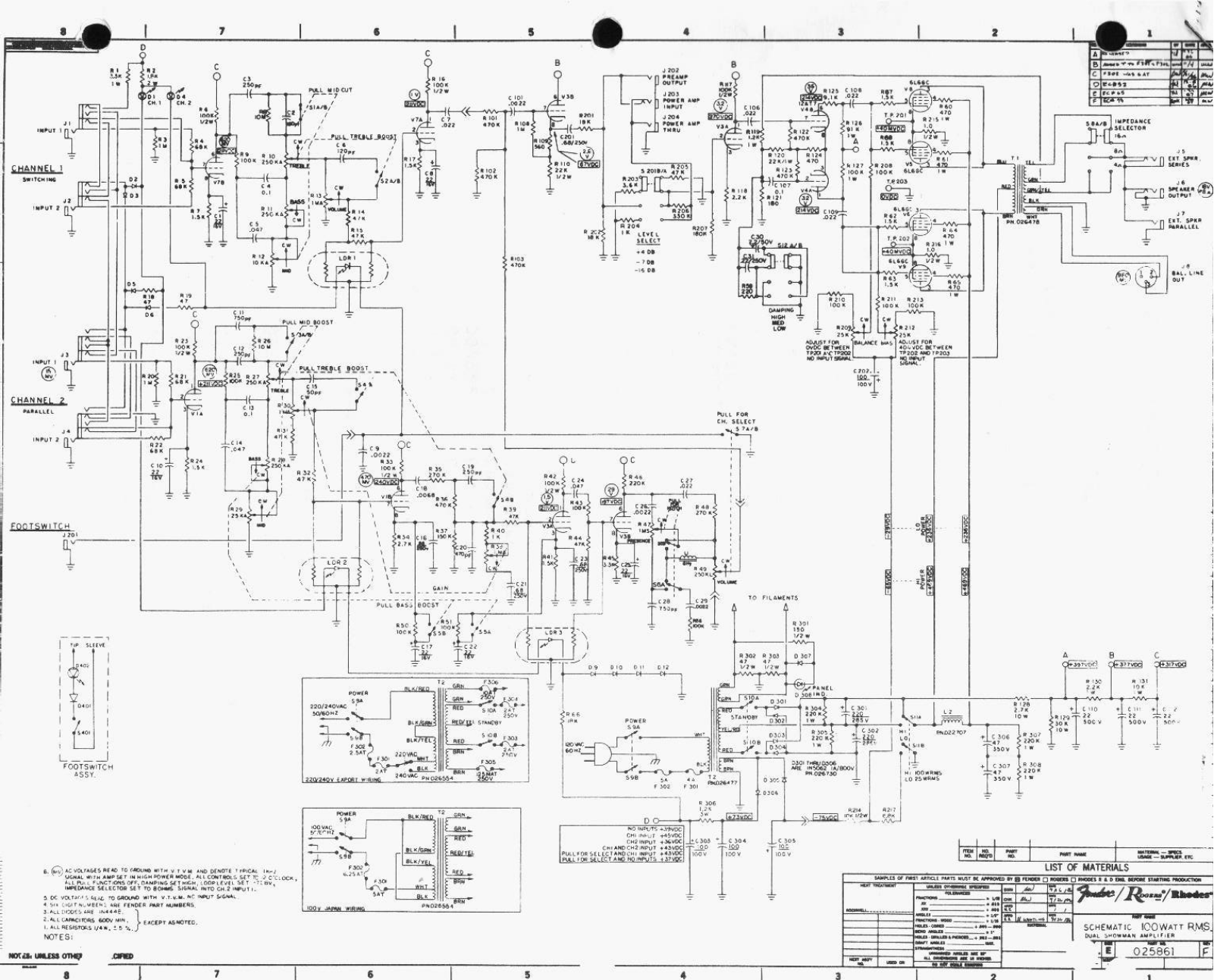 Fender 86 Redknob Dual Schematic