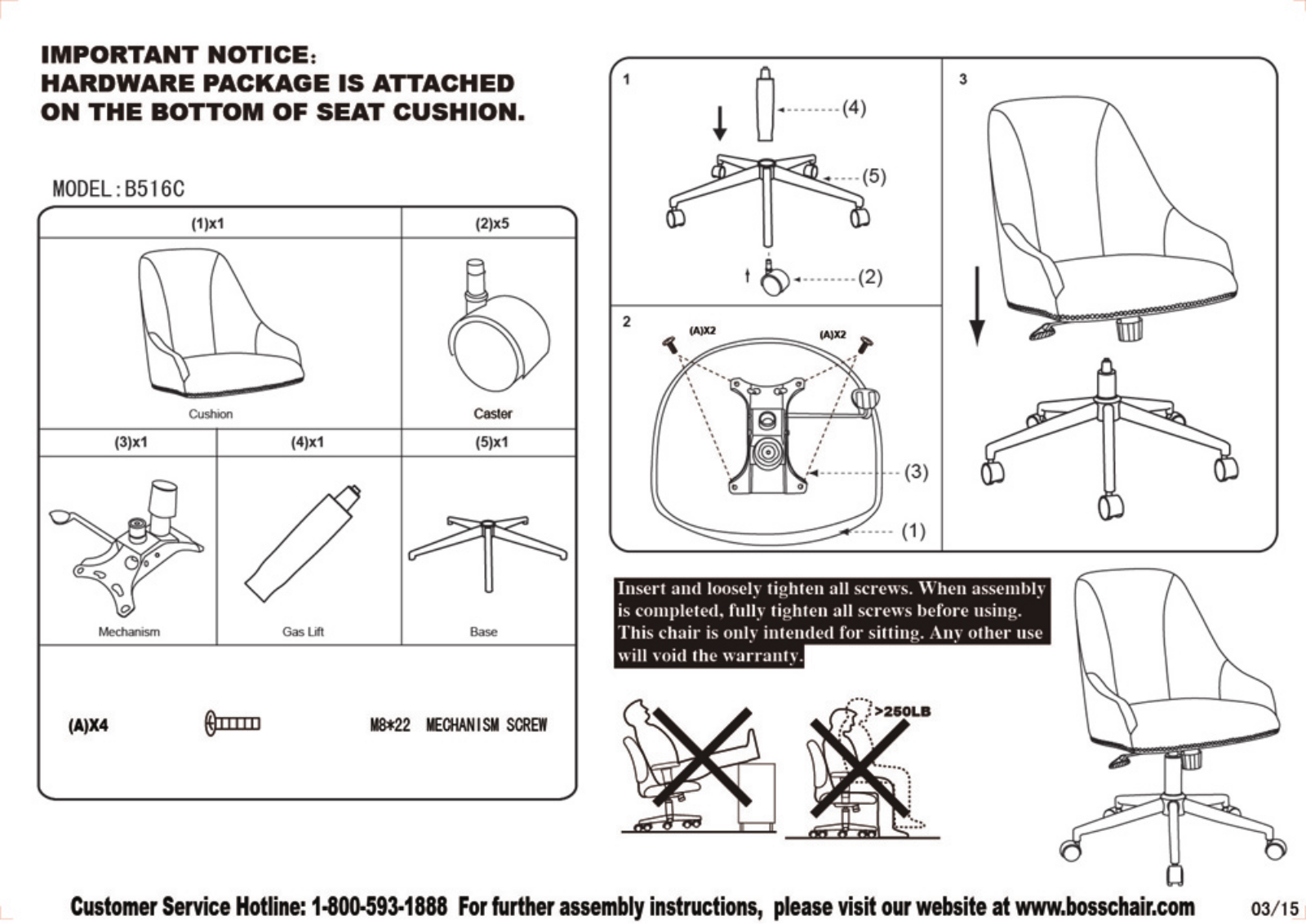 Boss B516CGY Assembly Guide