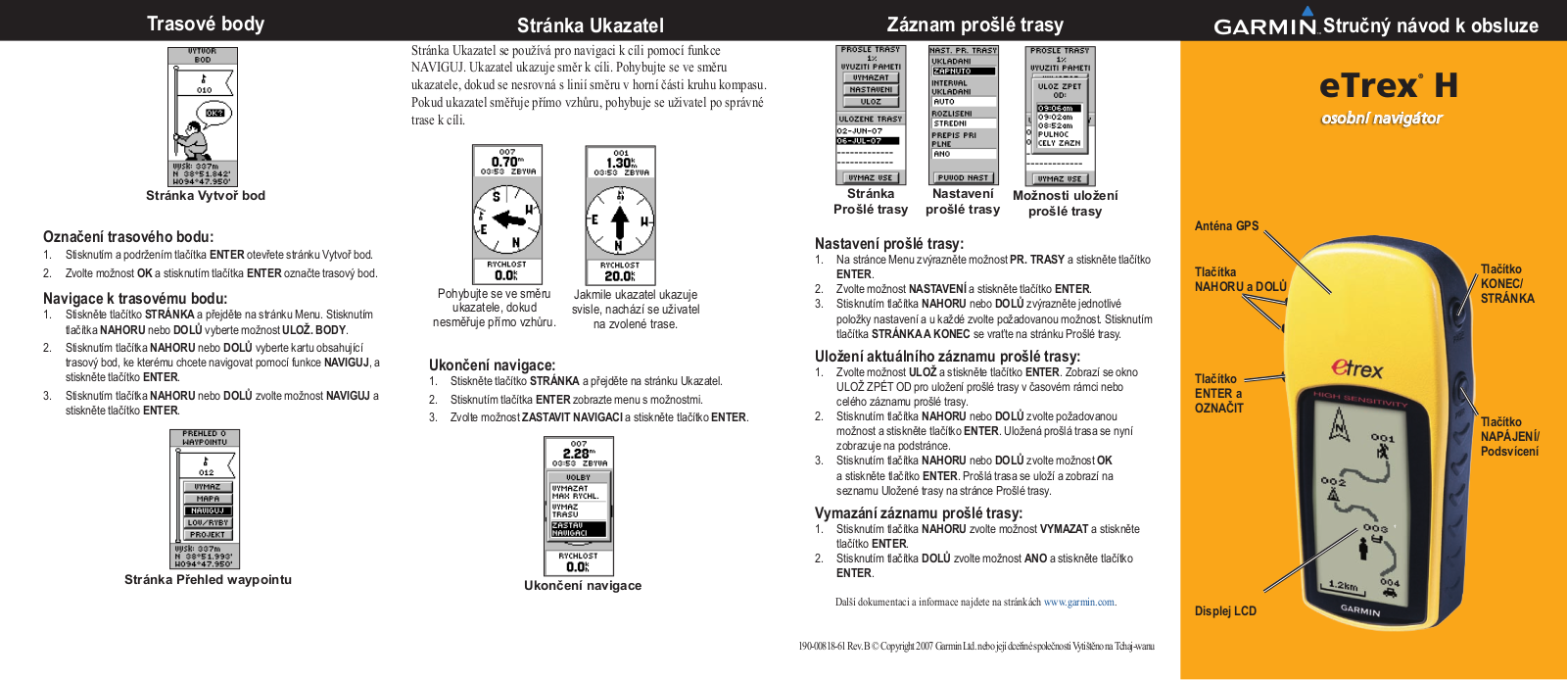 Garmin eTrex H brief operating instructions