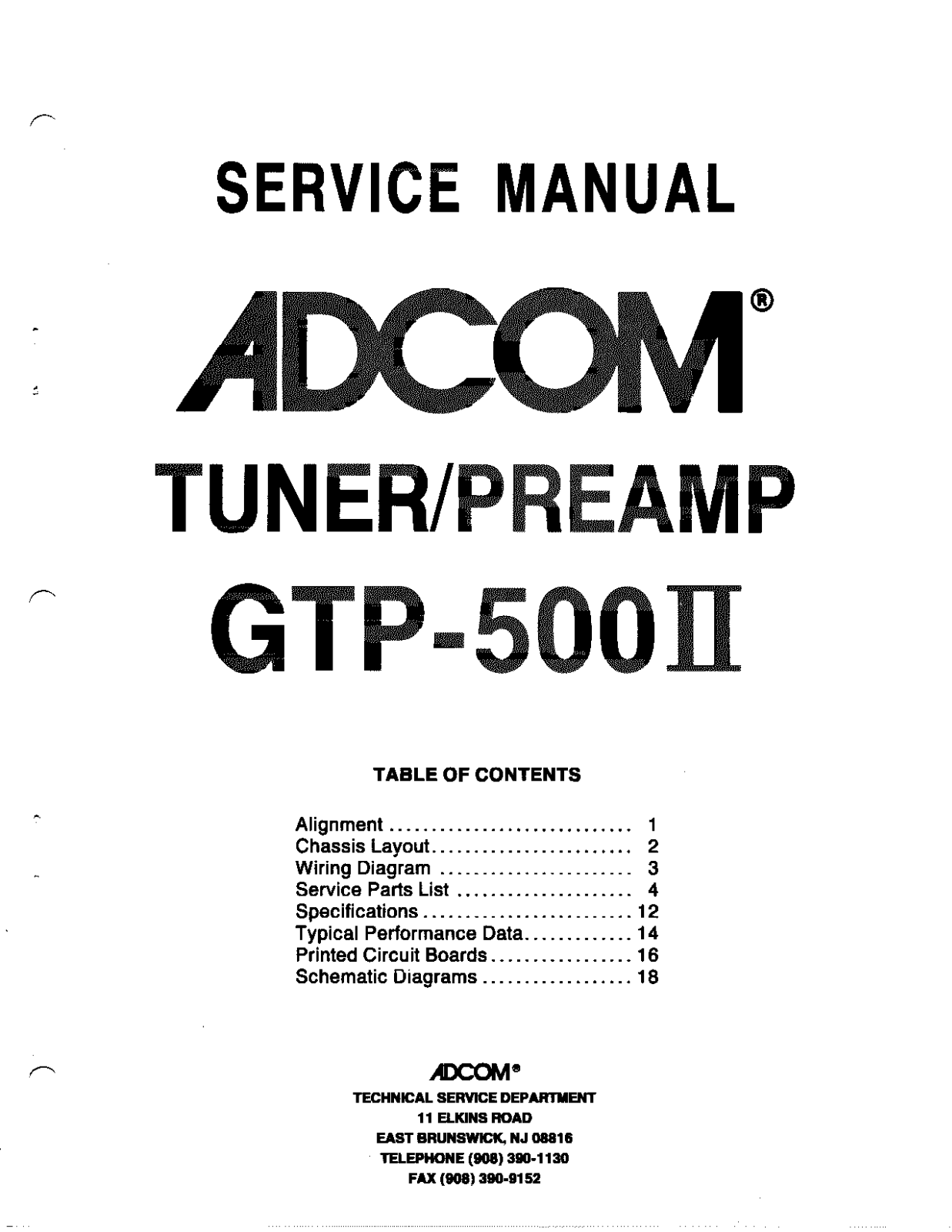 Adcom GTP-500-II Service Manual