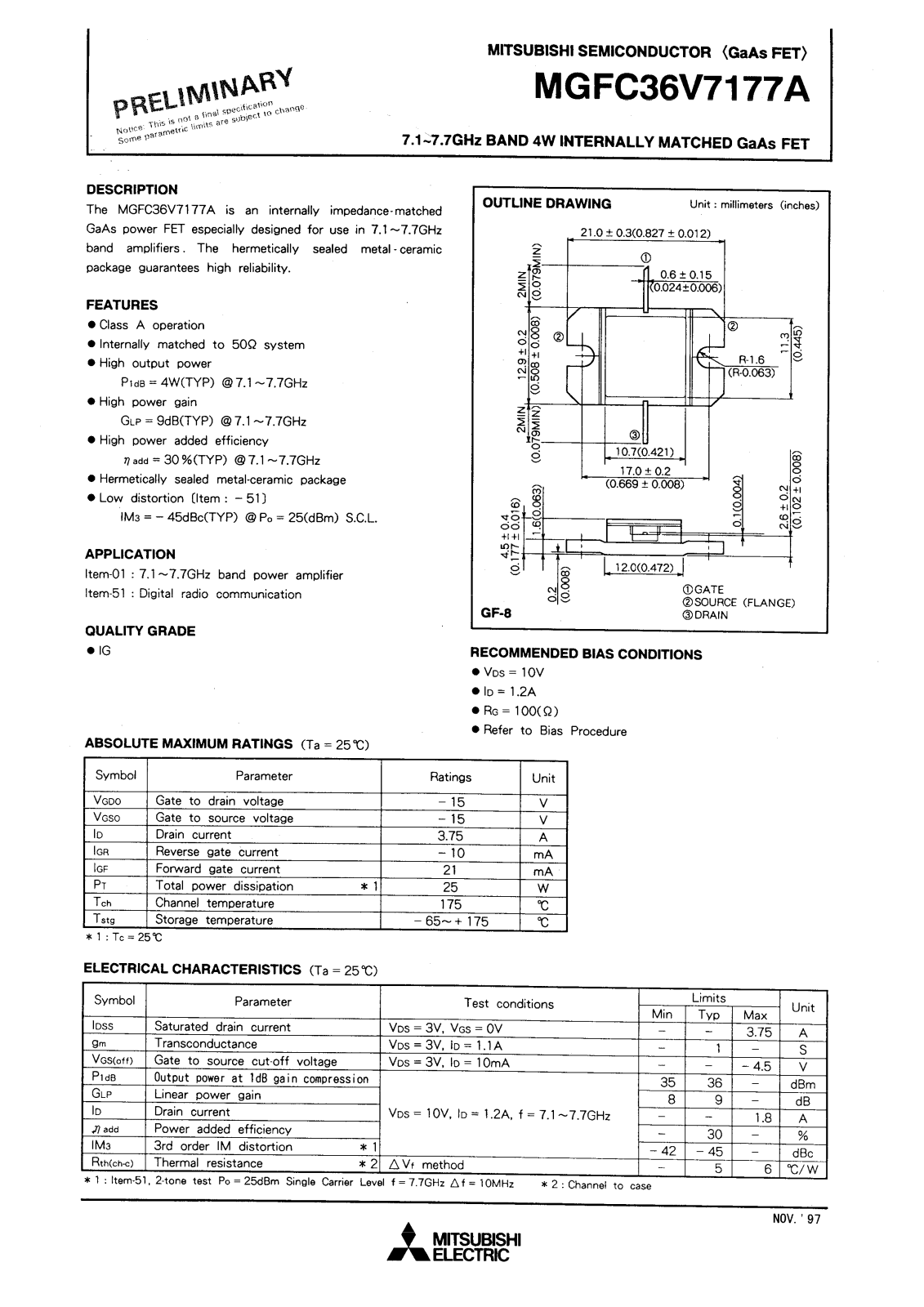 Mitsubishi MGFC36V7177A Datasheet