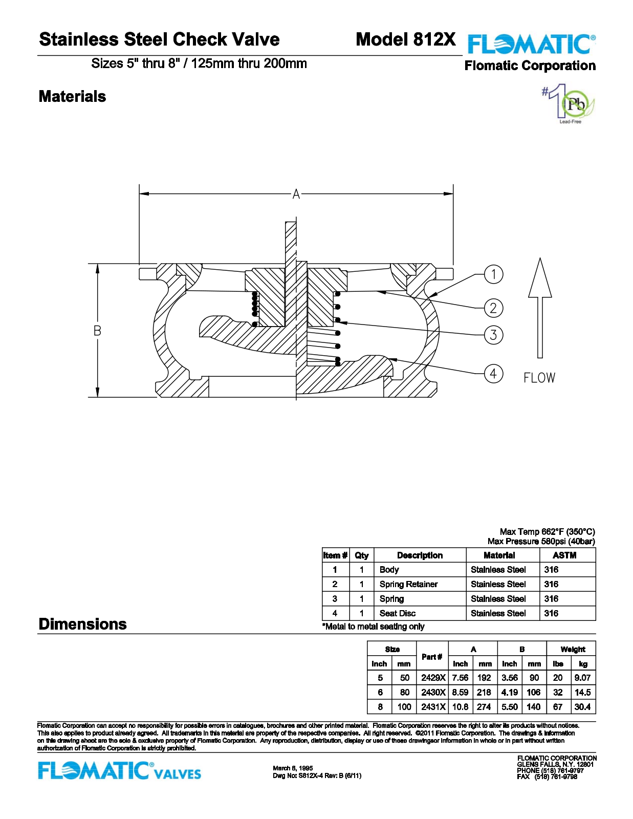 Flomatic 812X Parts List