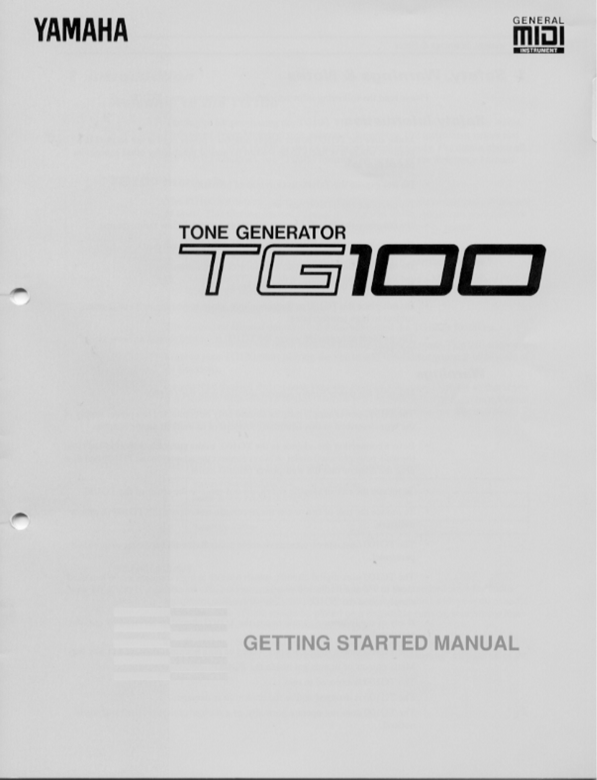 Yamaha TG100 User Manual