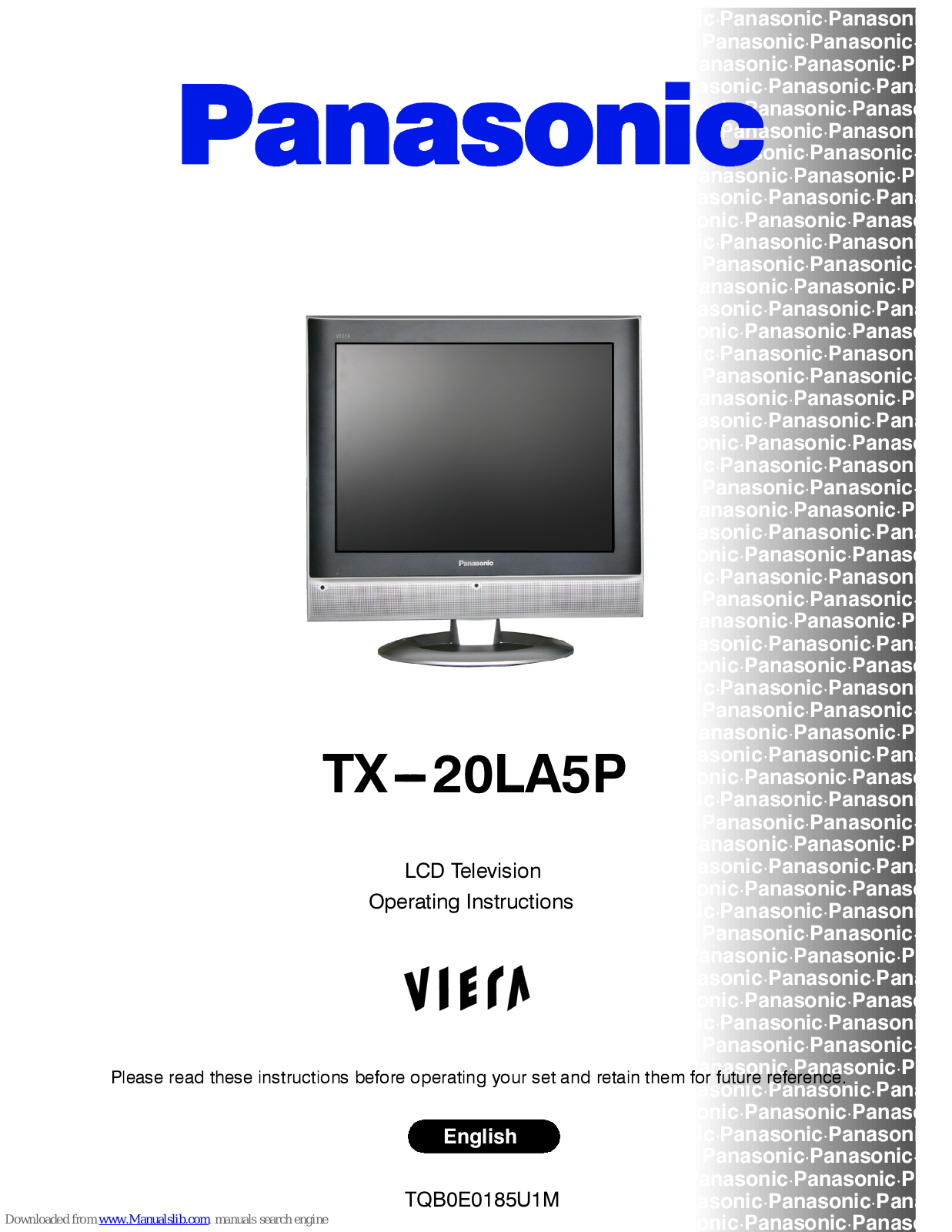 Panasonic Viera TX-20LA5P, TX-20LA5F, TX-20LA2F, TX-20LA2P Operating Instructions Manual