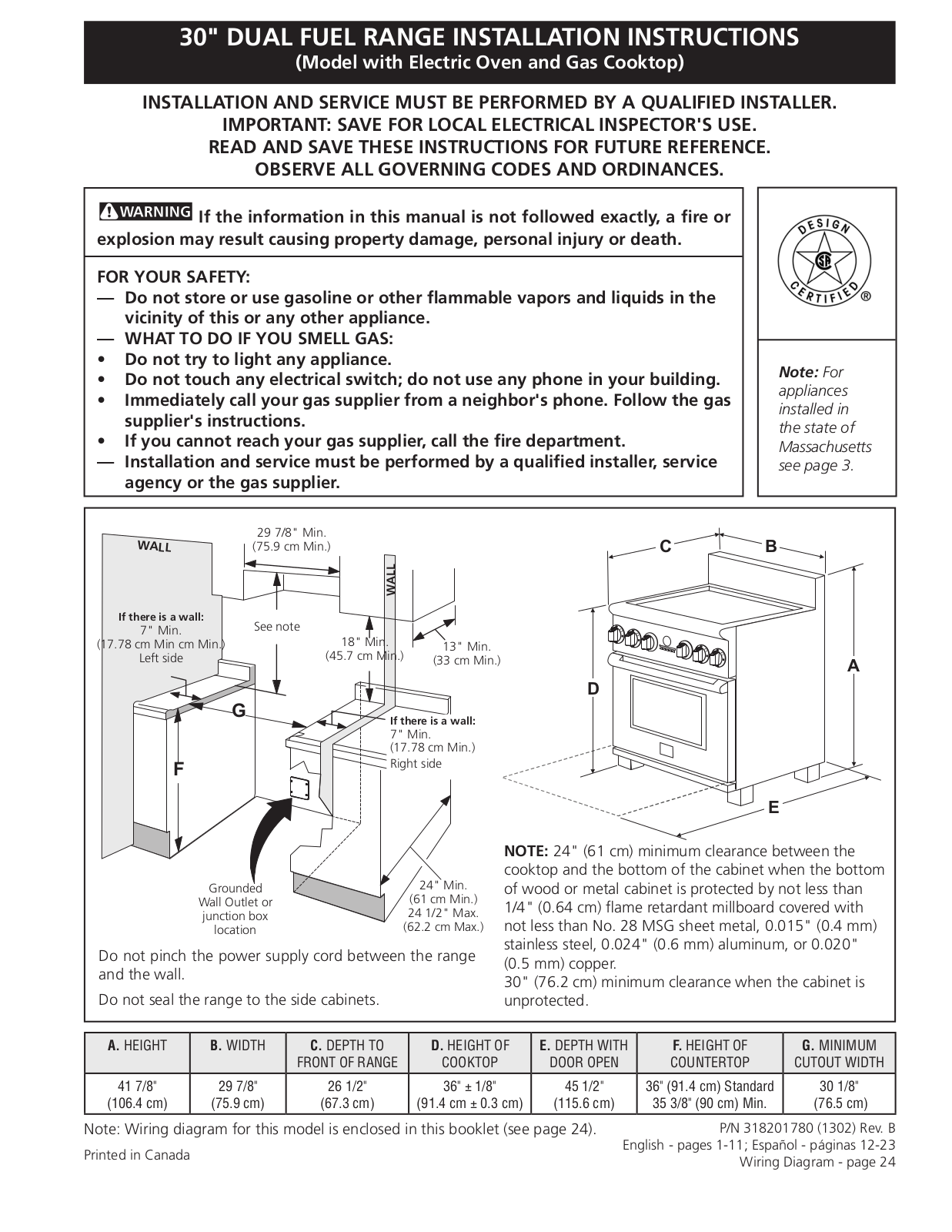 Kenmore Pro 79079523605 Installation Guide