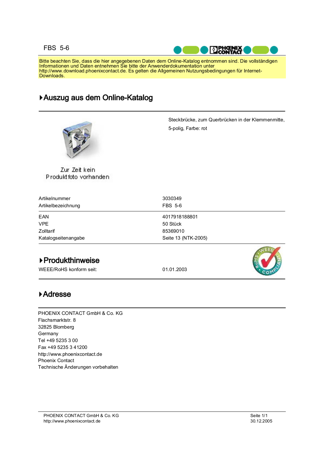 PHOENIX-CONTACT FBS 5-6 6 - ManualMachine.com