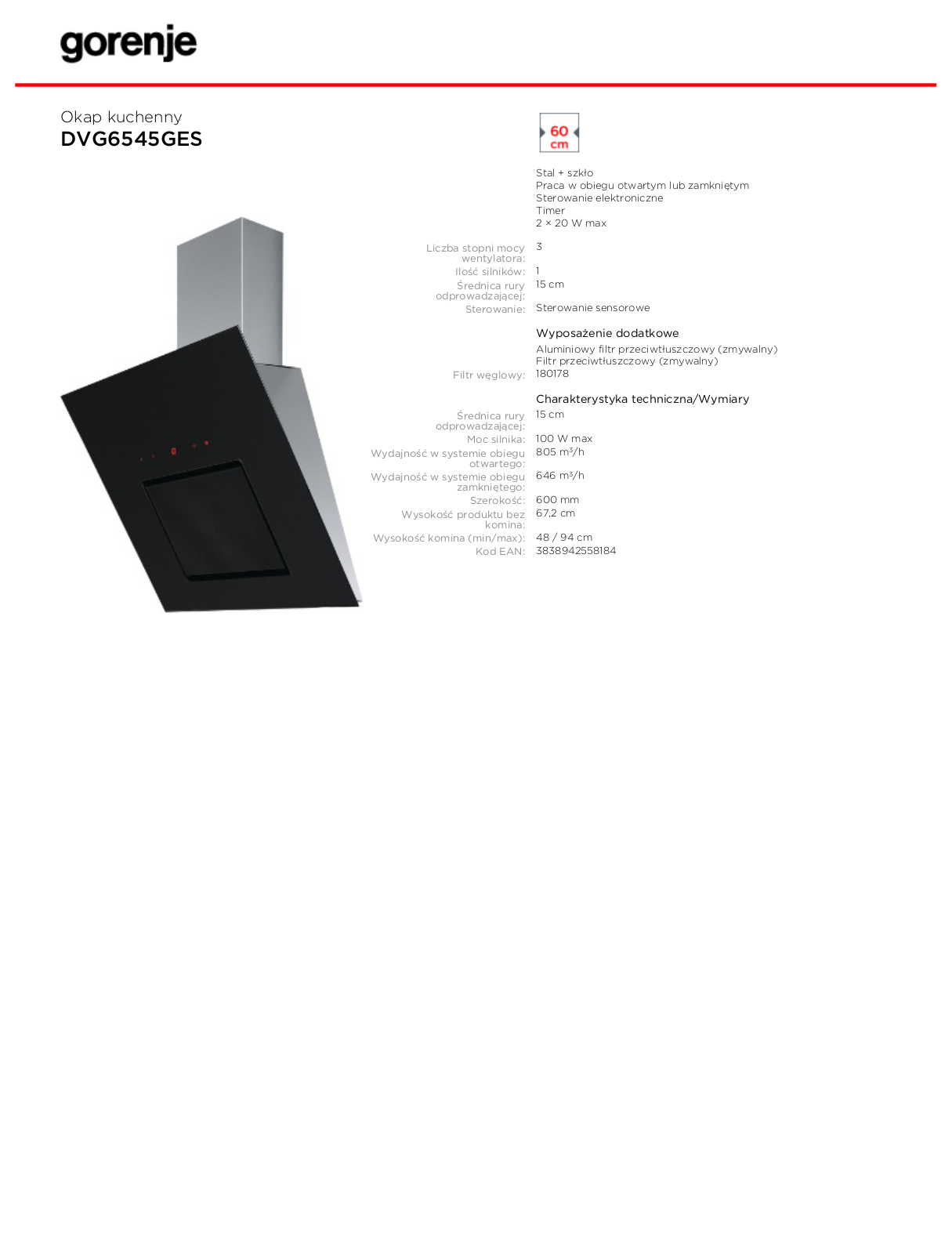 Gorenje DVG6545GES DATASHEET