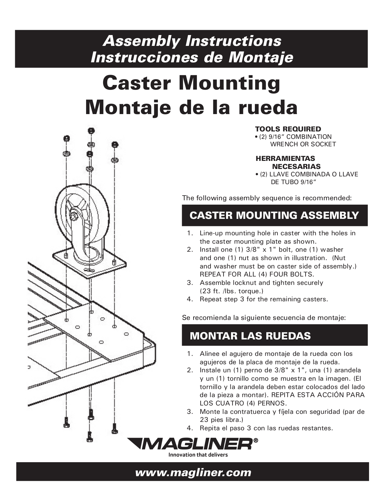 Magliner PLATFORM TRUCK CASTERS User Manual