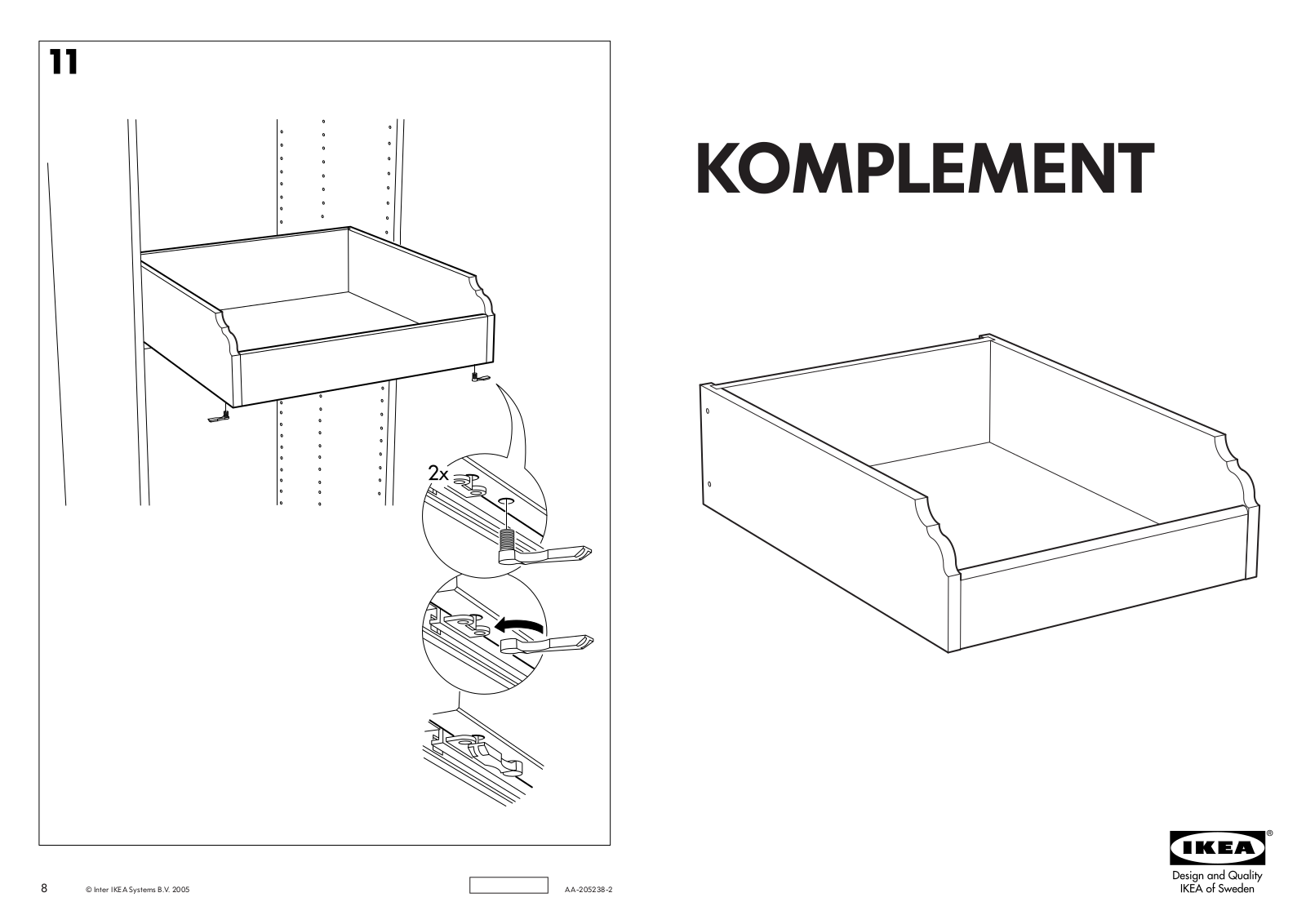 IKEA KOMPLEMENT DRAWER 19X22X6 Assembly Instruction