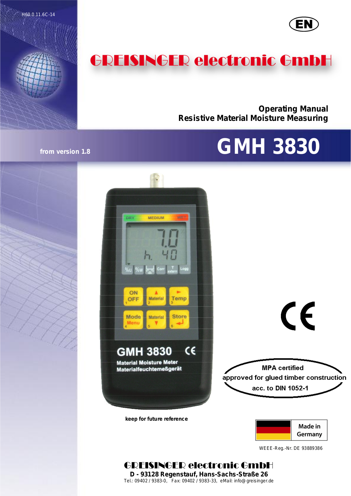 Greisinger GMH 3830 User guide