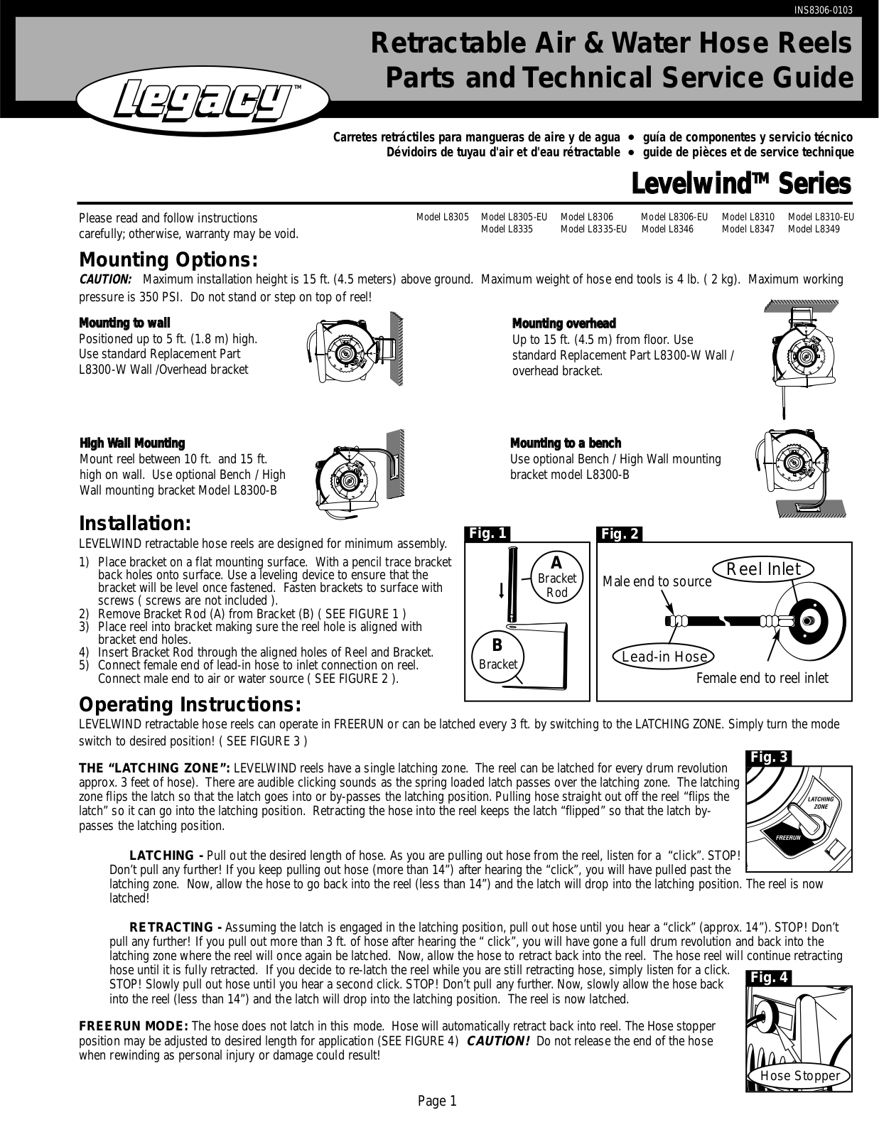 Legacy L8305, L8305-EU, L8306, L8306-EU, L8310 Parts and Technical Service Guide