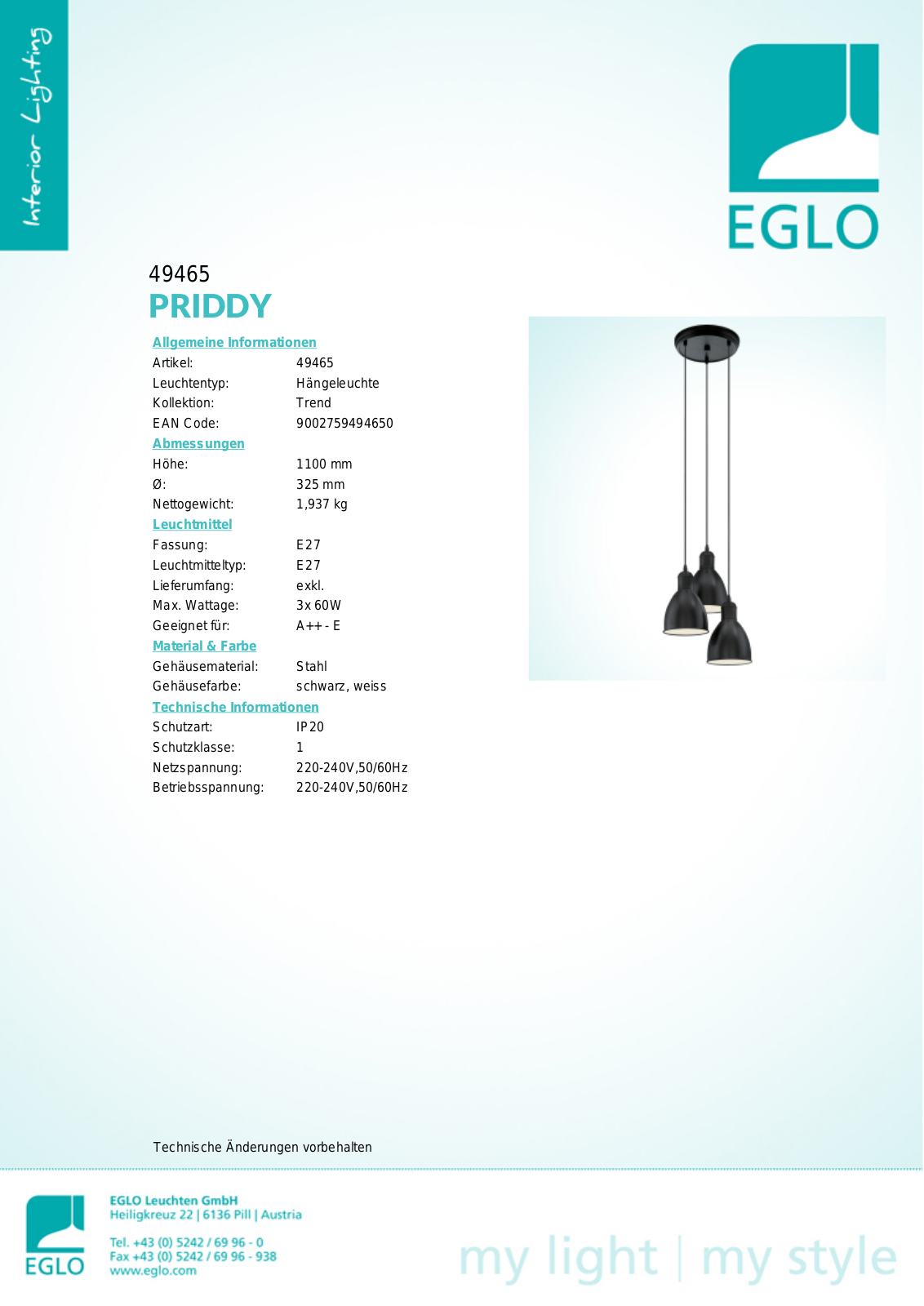 Eglo 49465 Service Manual