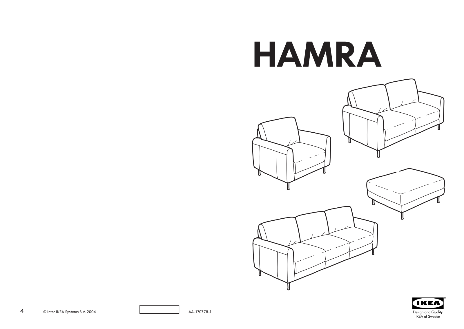 IKEA HAMRA FOOTSTOOL, HAMRA CHAIR Assembly Instruction