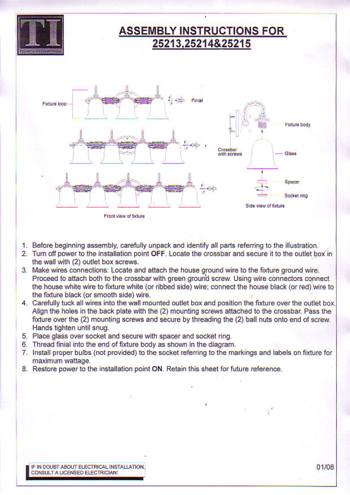 Triarch 25215, 25214, 25213 User Manual