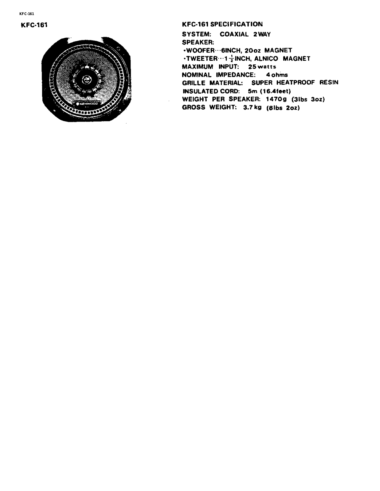 Kenwood KFC-161 Service Manual