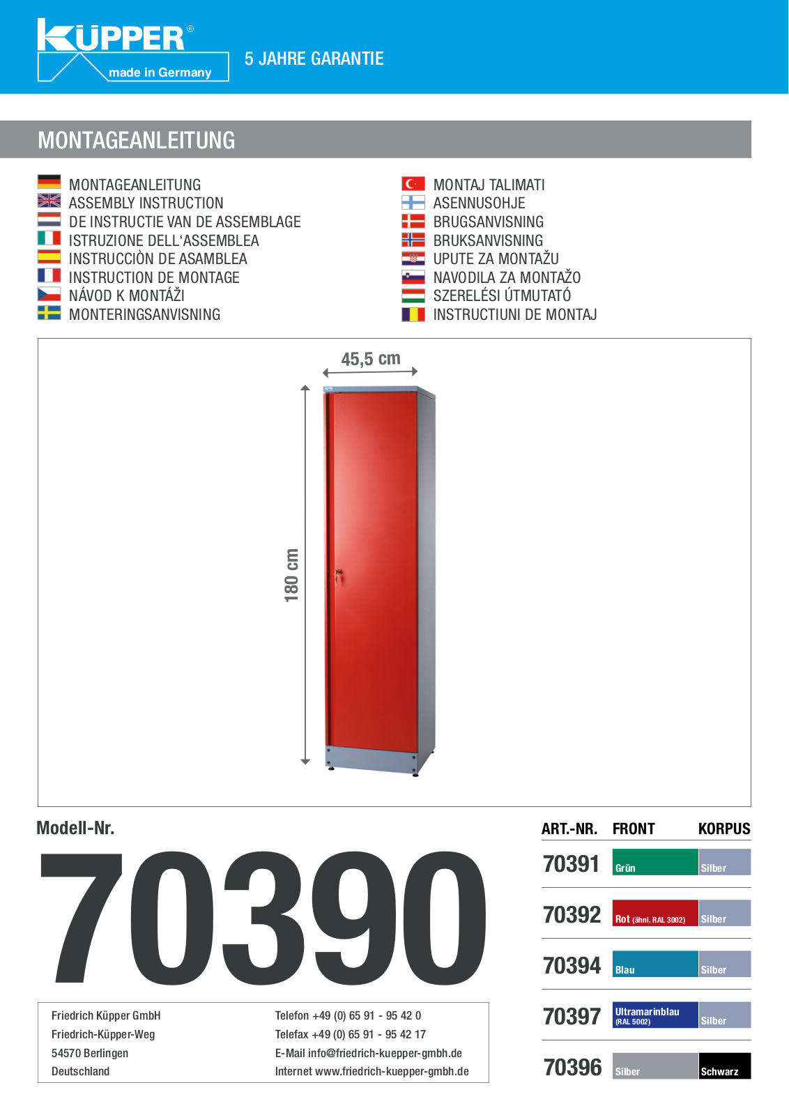 Küpper 70397, 70390, 70391, 70392, 70394 User guide