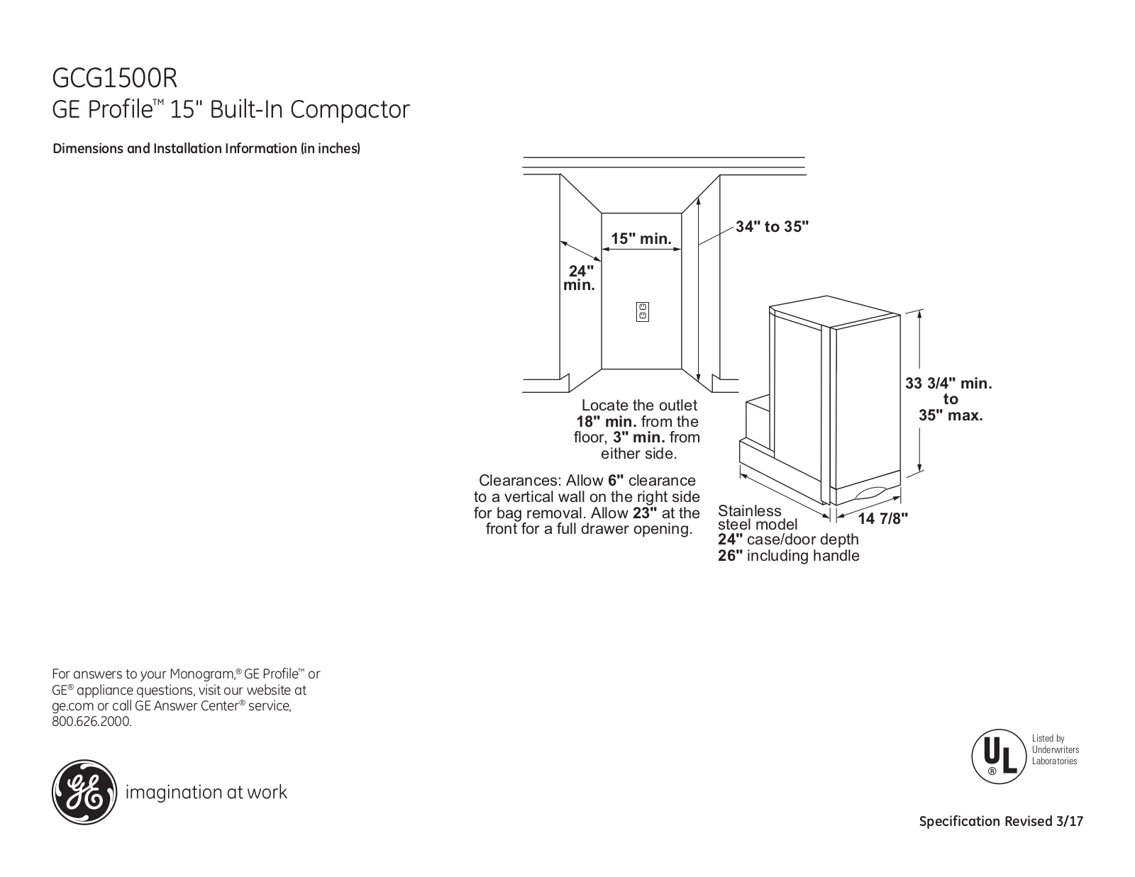 GE GCG1500R Specification