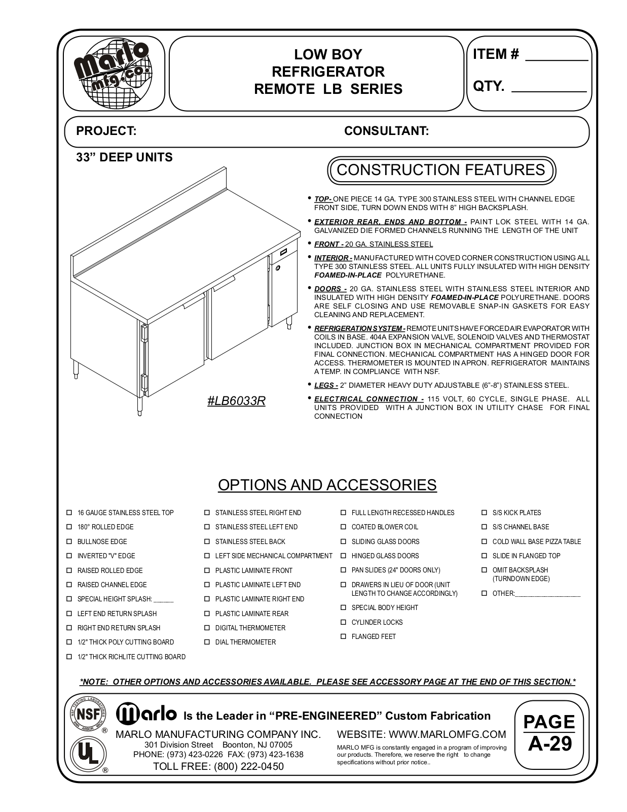 Marlo LB3133R User Manual