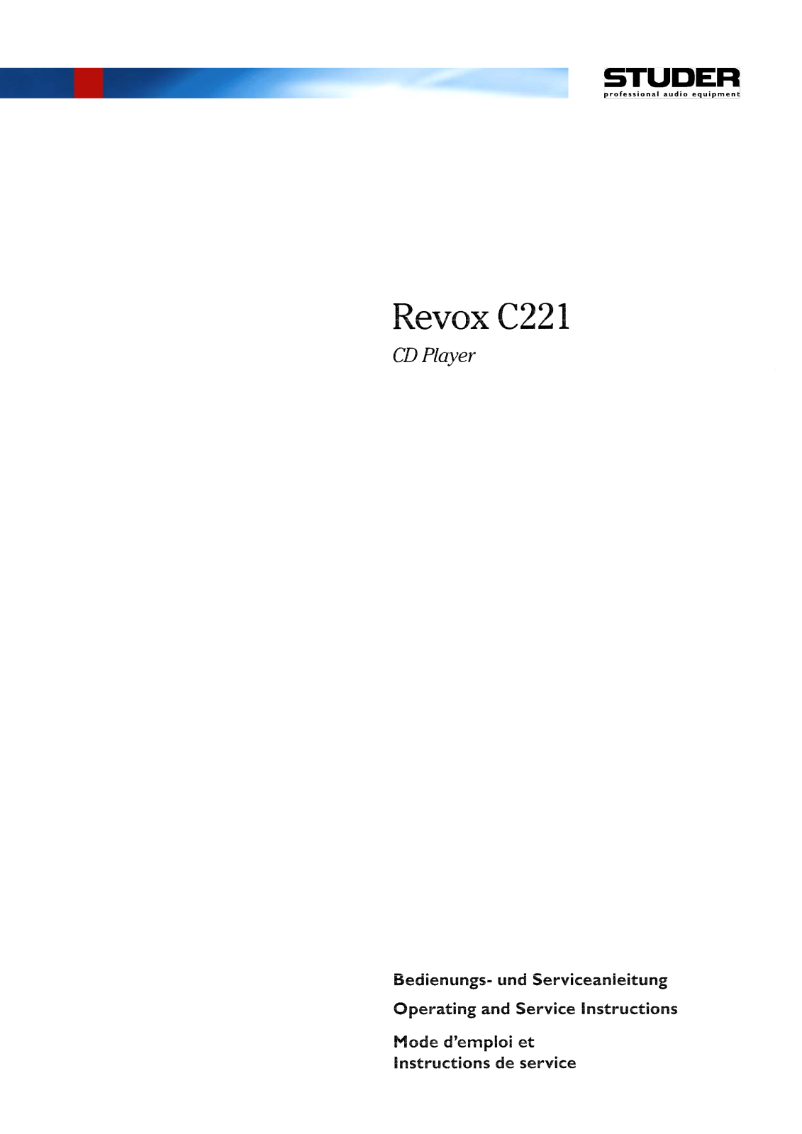 Revox C-221 Service manual