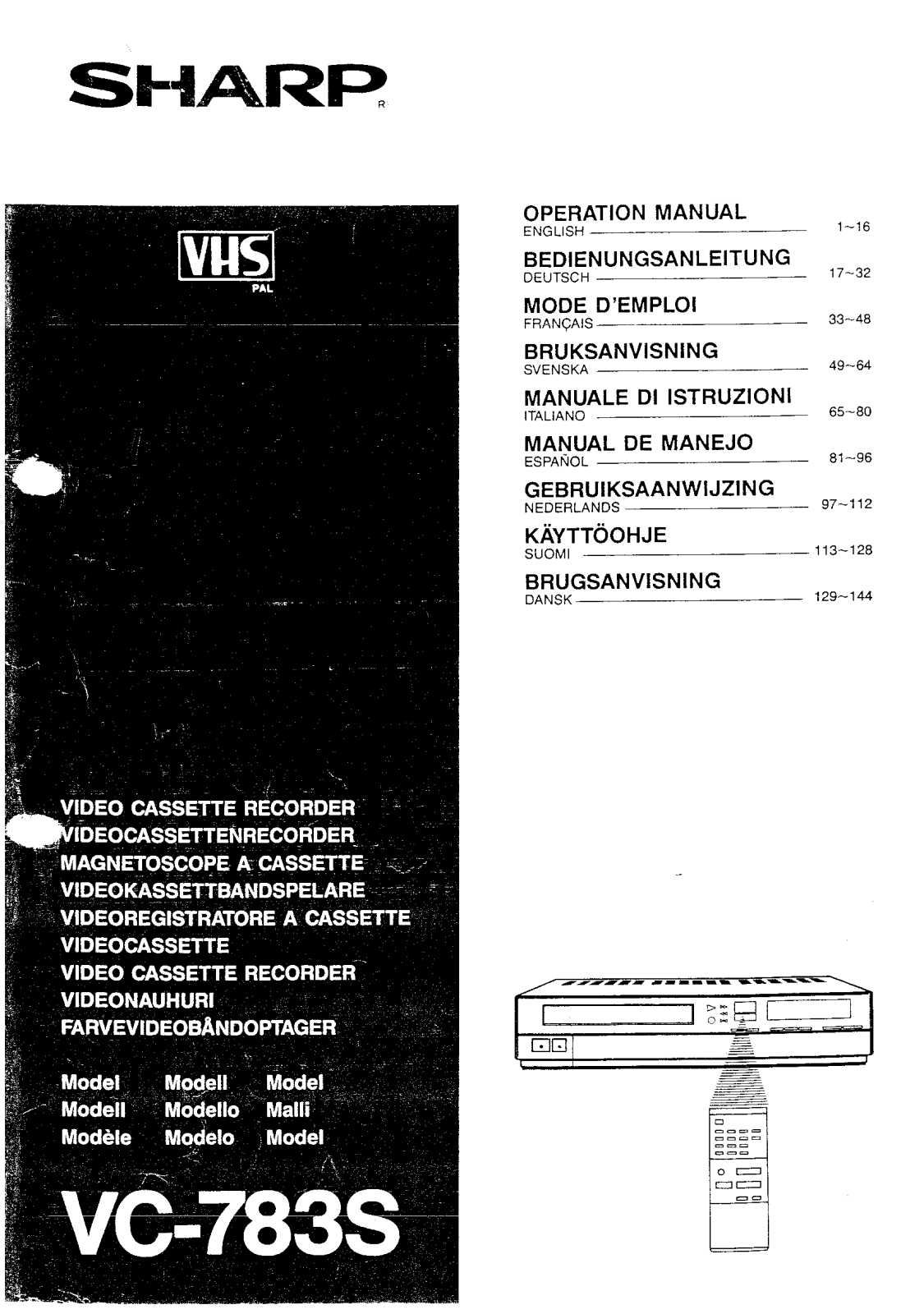 Sharp VC-783S User Manual