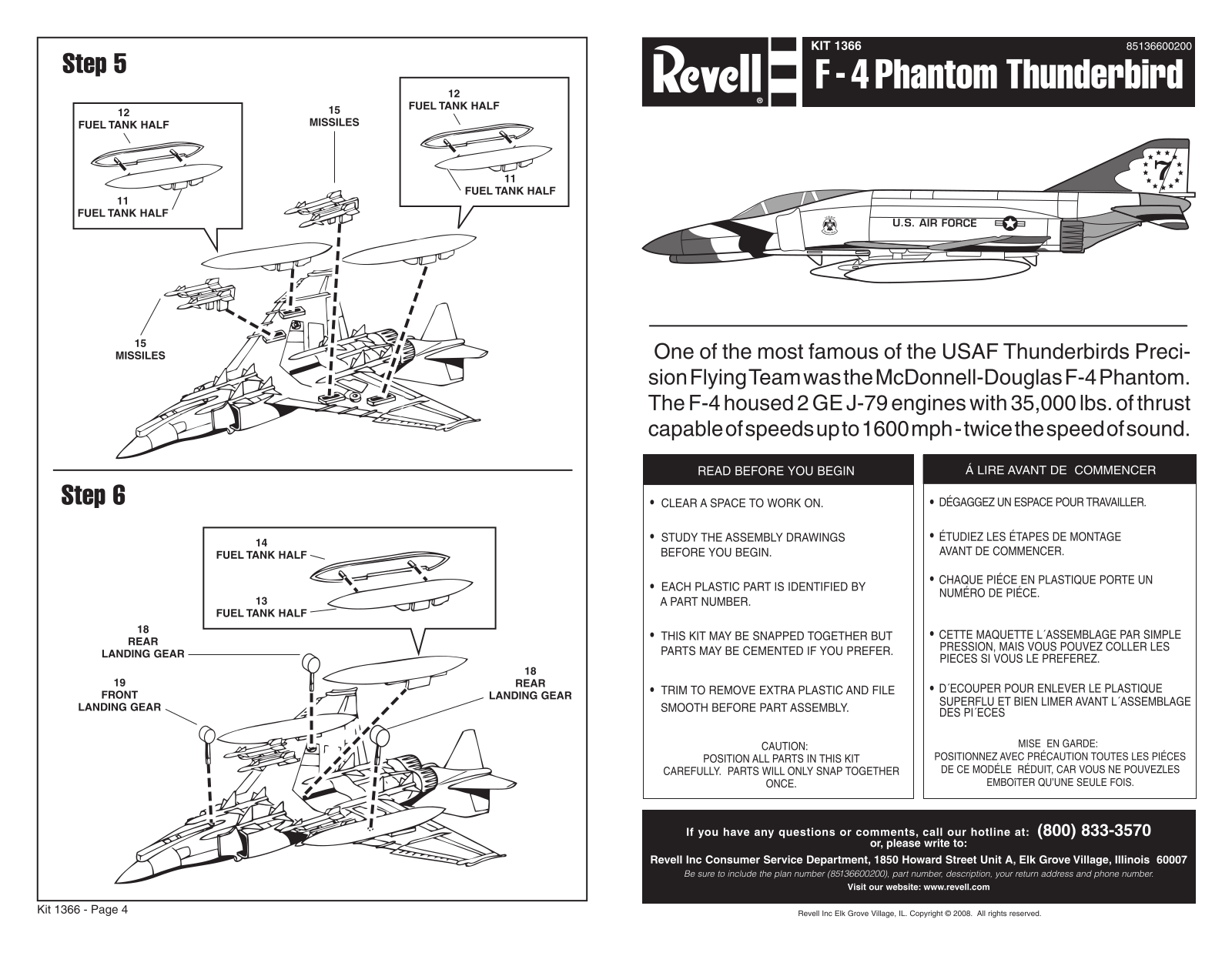 REVELL Easy Kit F4J Phantom Thunderbird User Manual