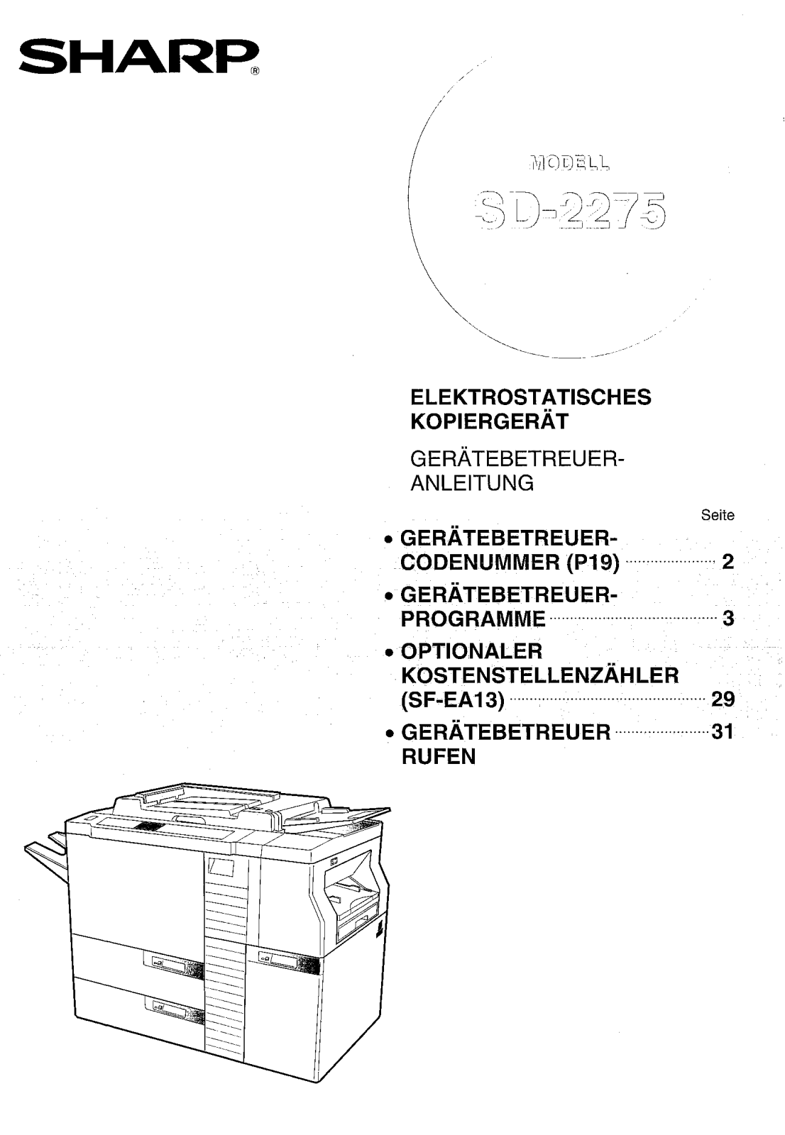 Sharp SD-2275 User Manual