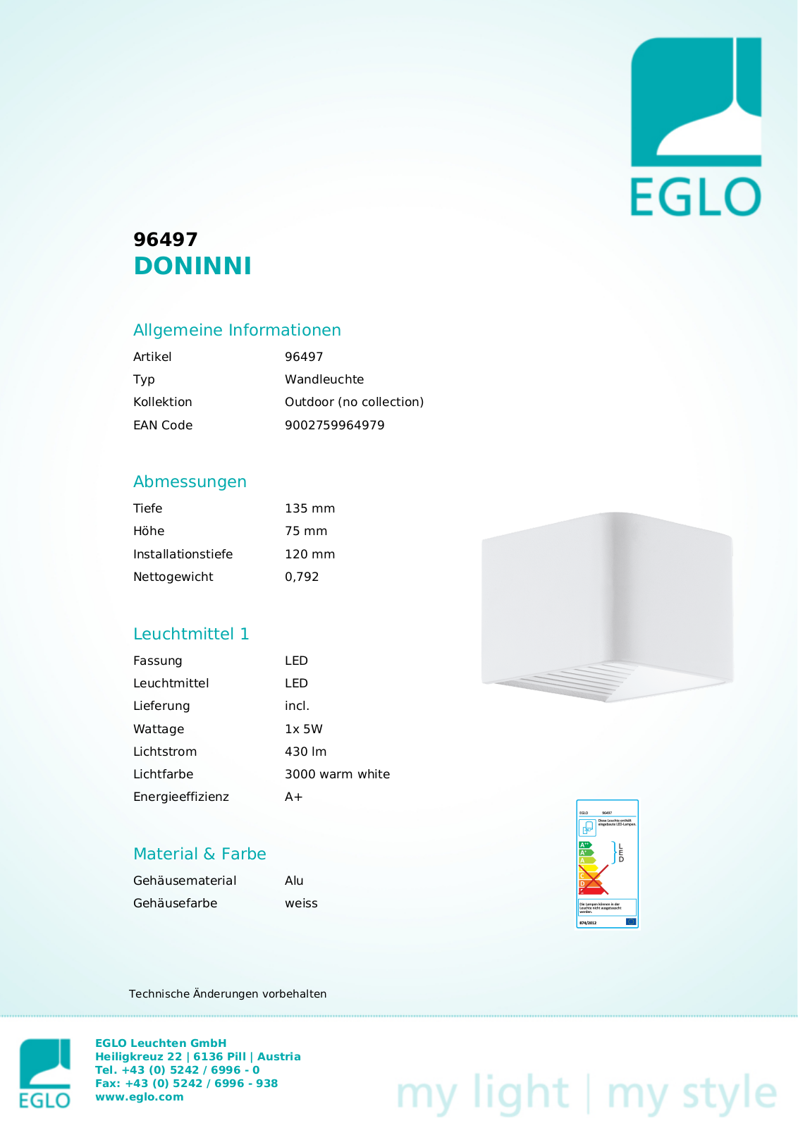 Eglo 96497 Service Manual