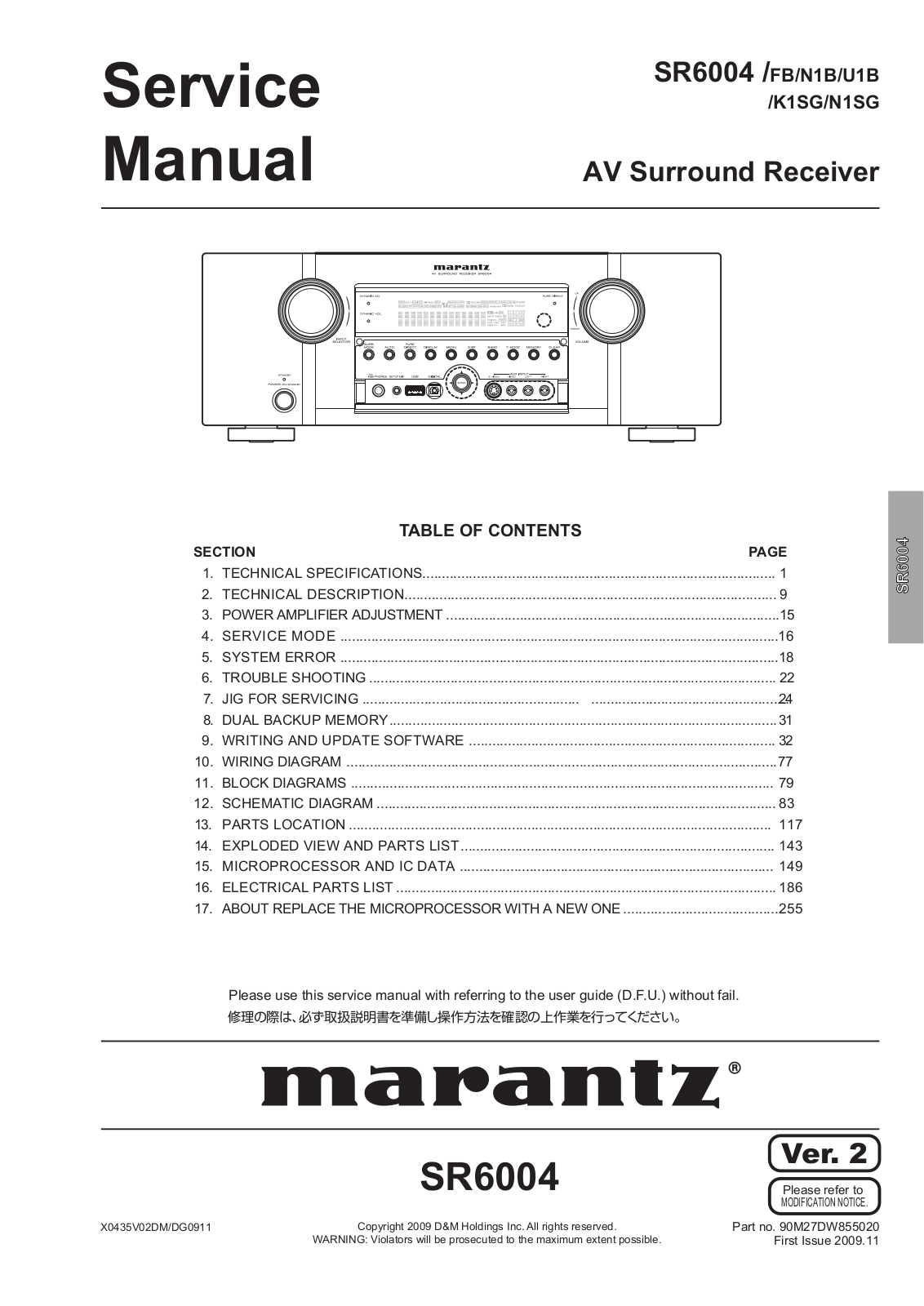 Marantz SR-6004 Service Manual