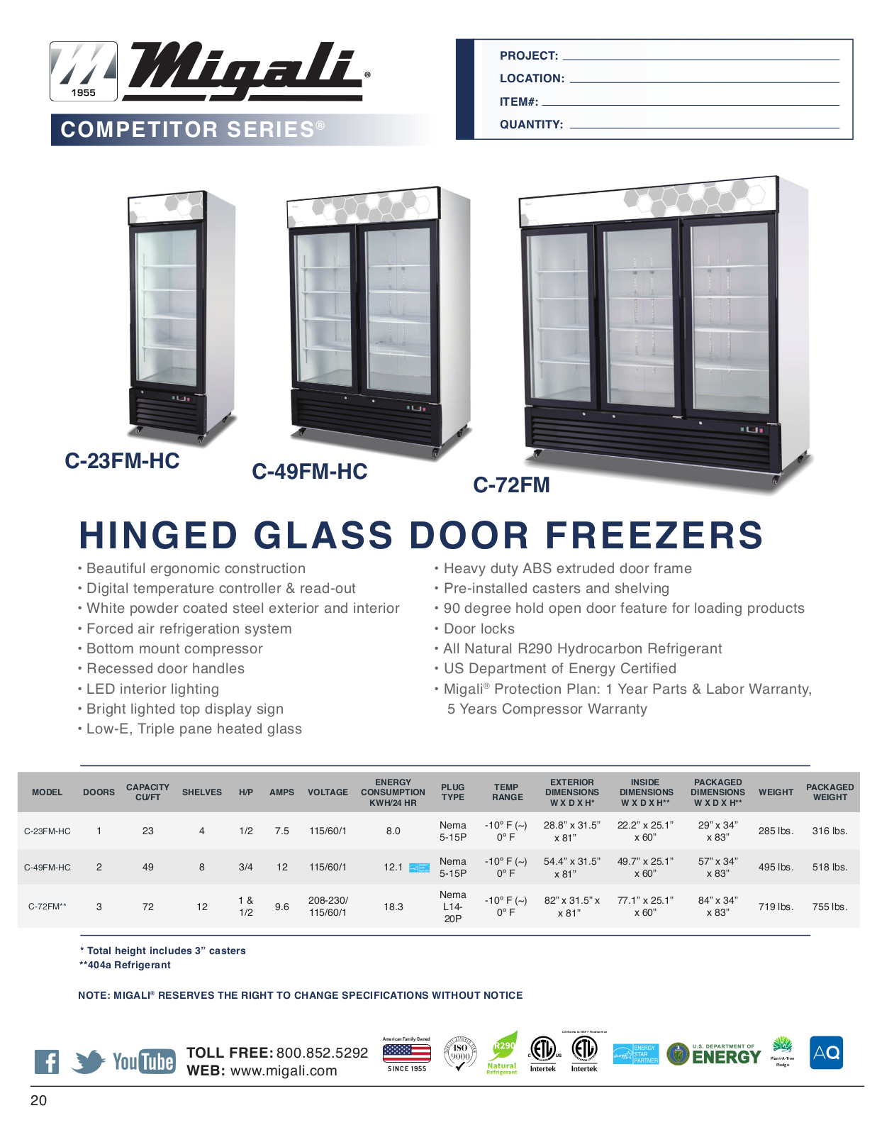 Migali C23FMHC Specifications