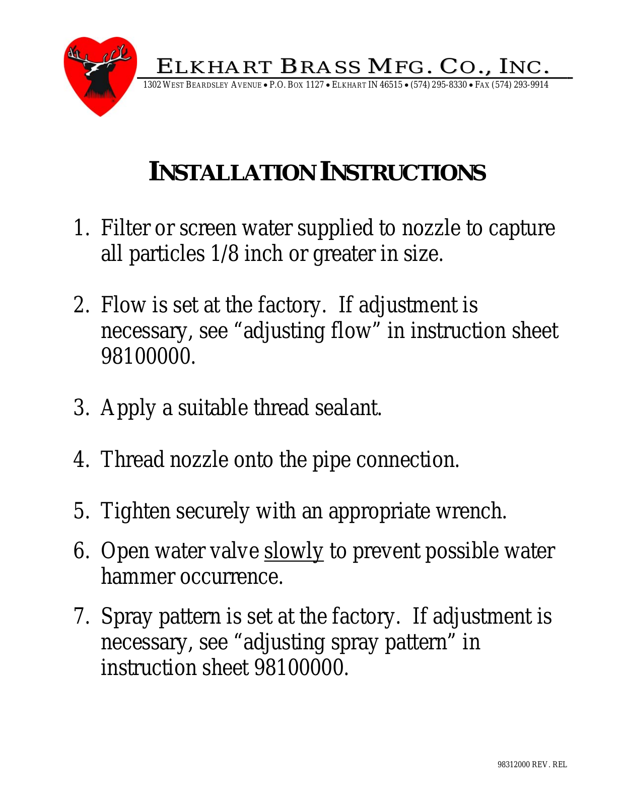 Elkhart Brass Fixed System User Manual