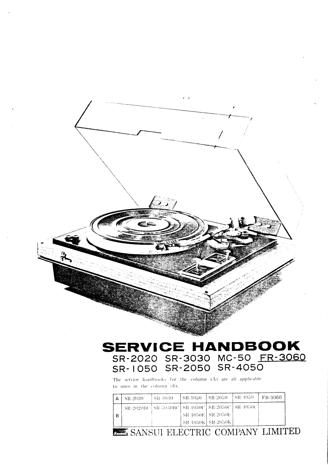 Sansui FR-3060, SR-1050, SR-1060 Service manual