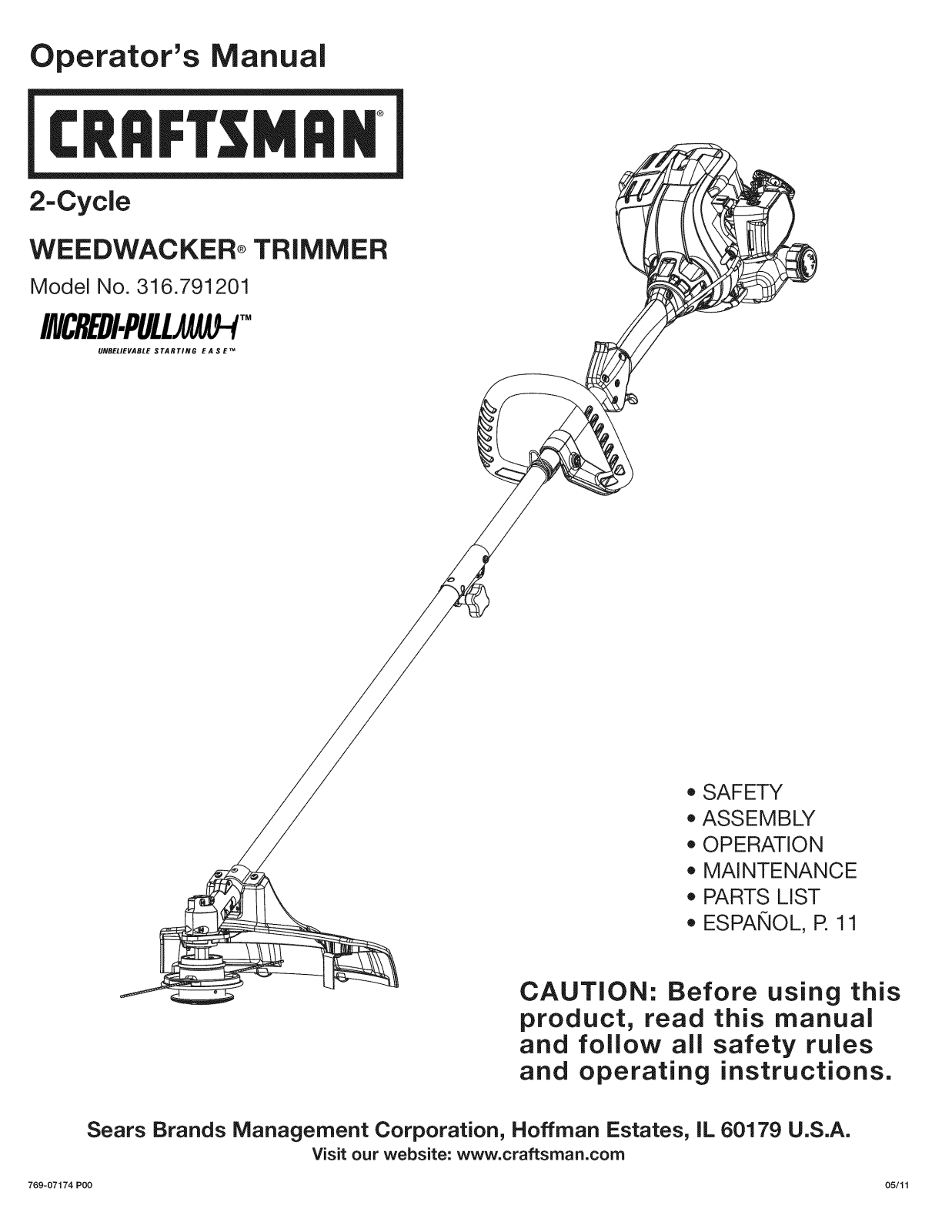 Craftsman 316791201 Owner’s Manual