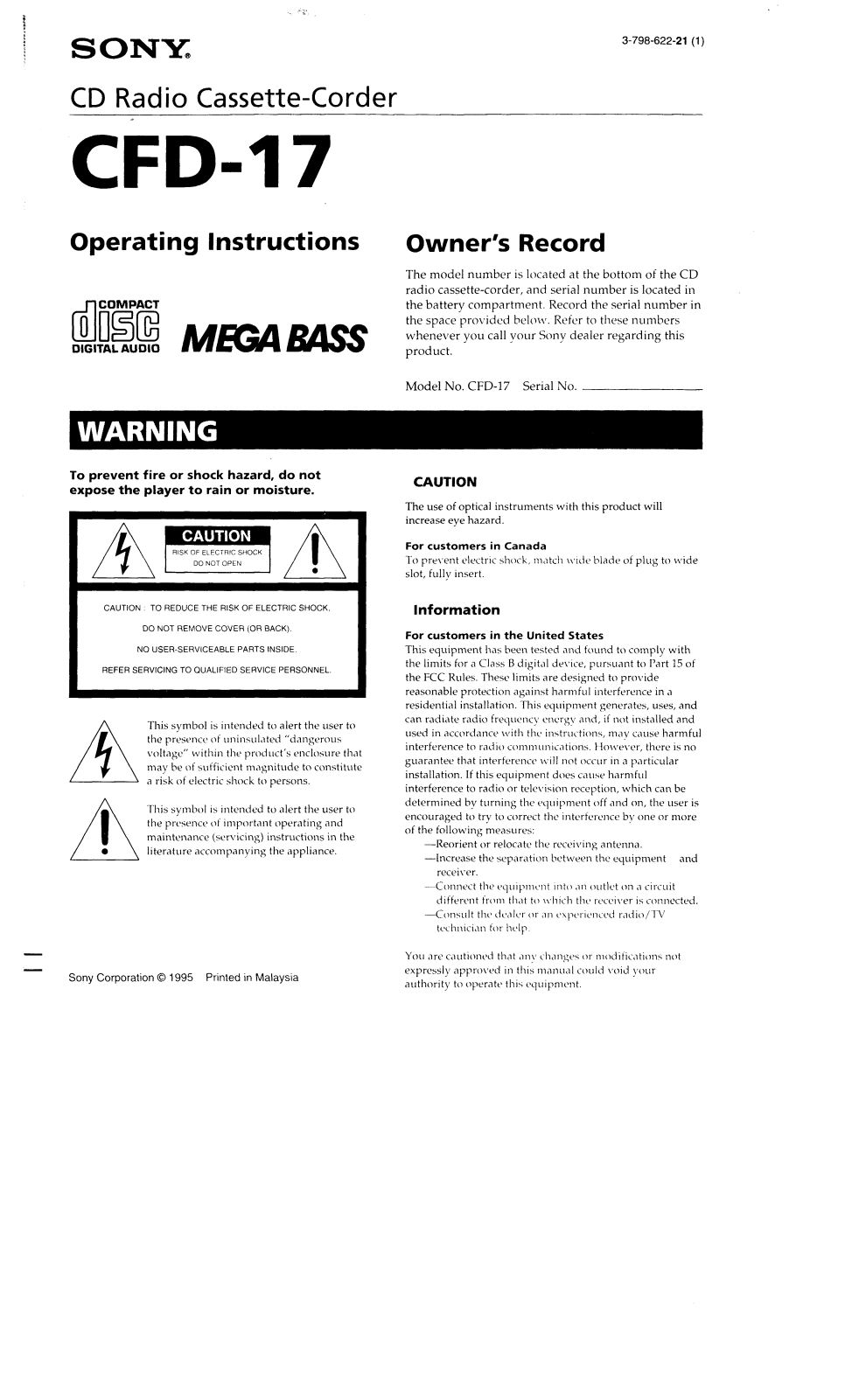 Sony CFD-17 User Manual