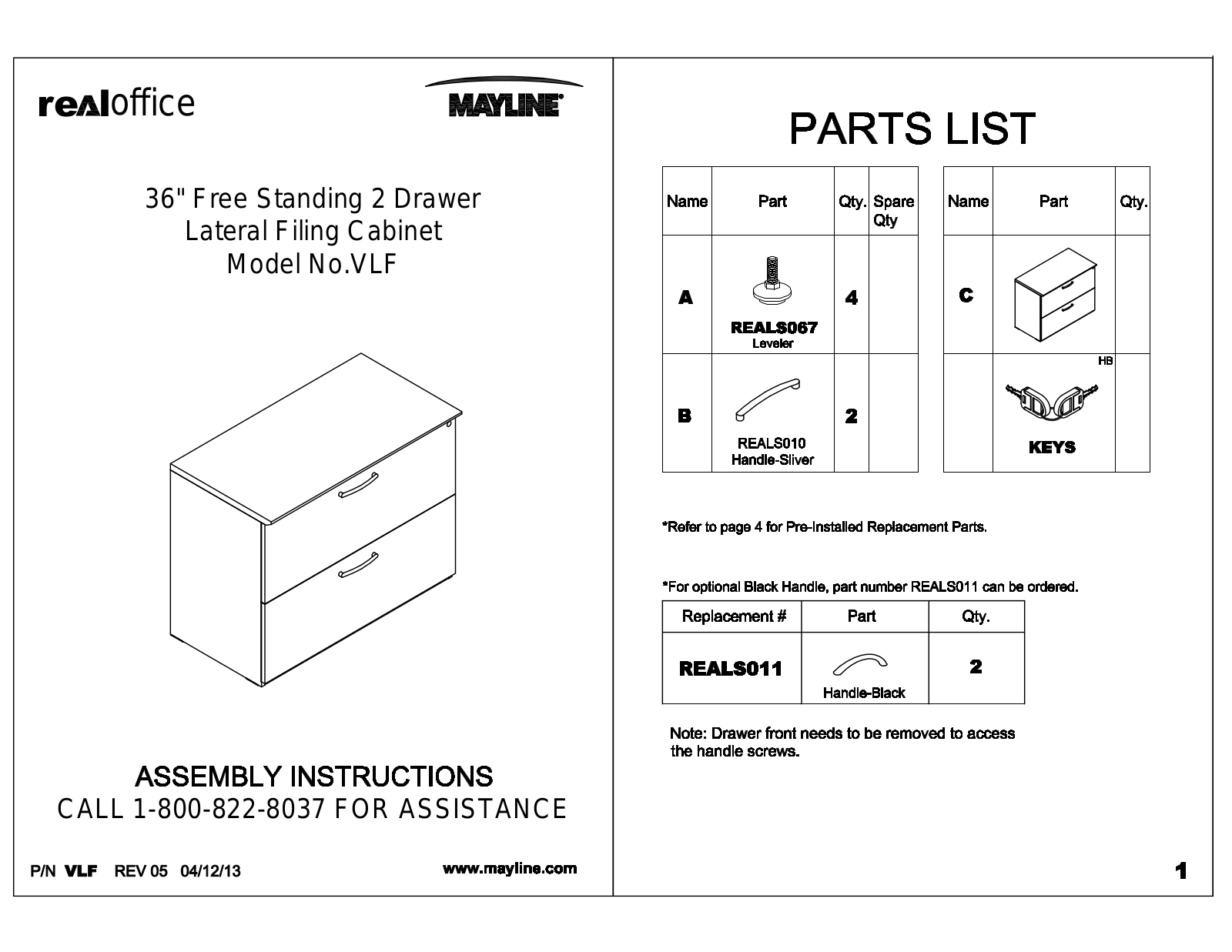 Mayline VLF 36 User Manual