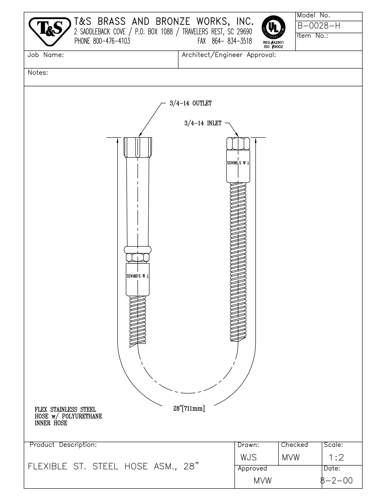 T&S Brass B-0028-H User Manual