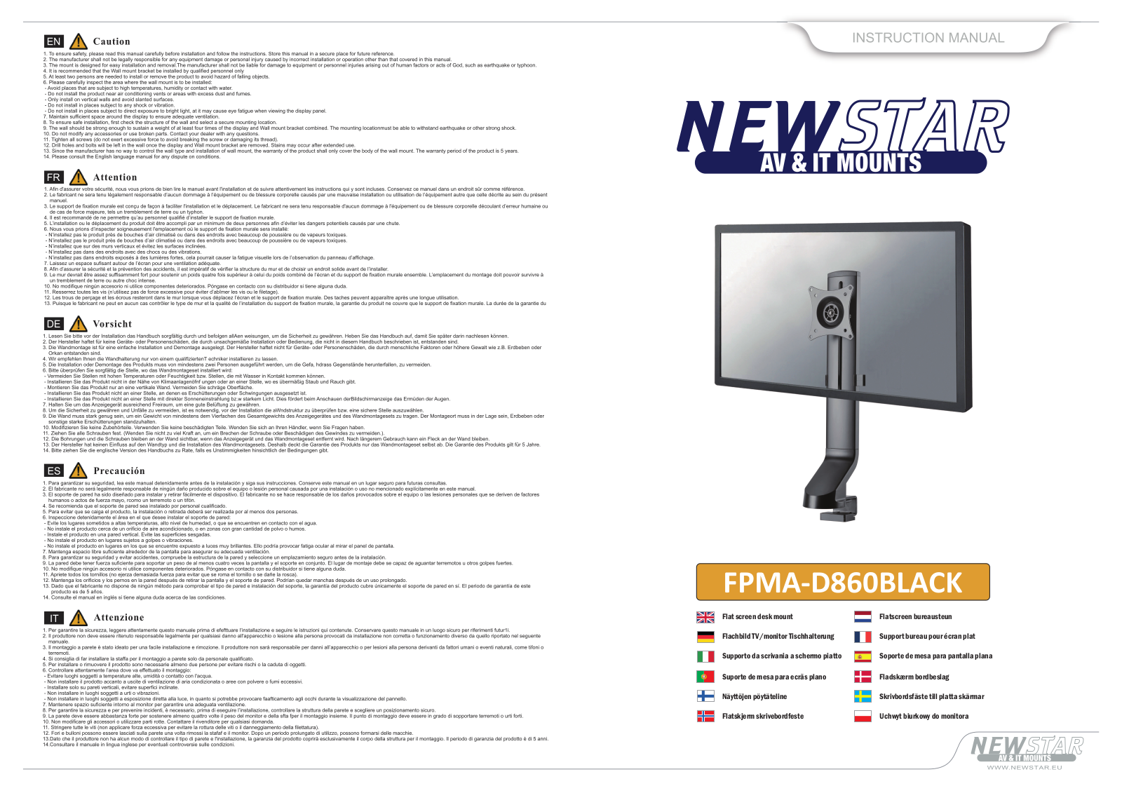 Newstar FPMA-D860BLACK User Manual